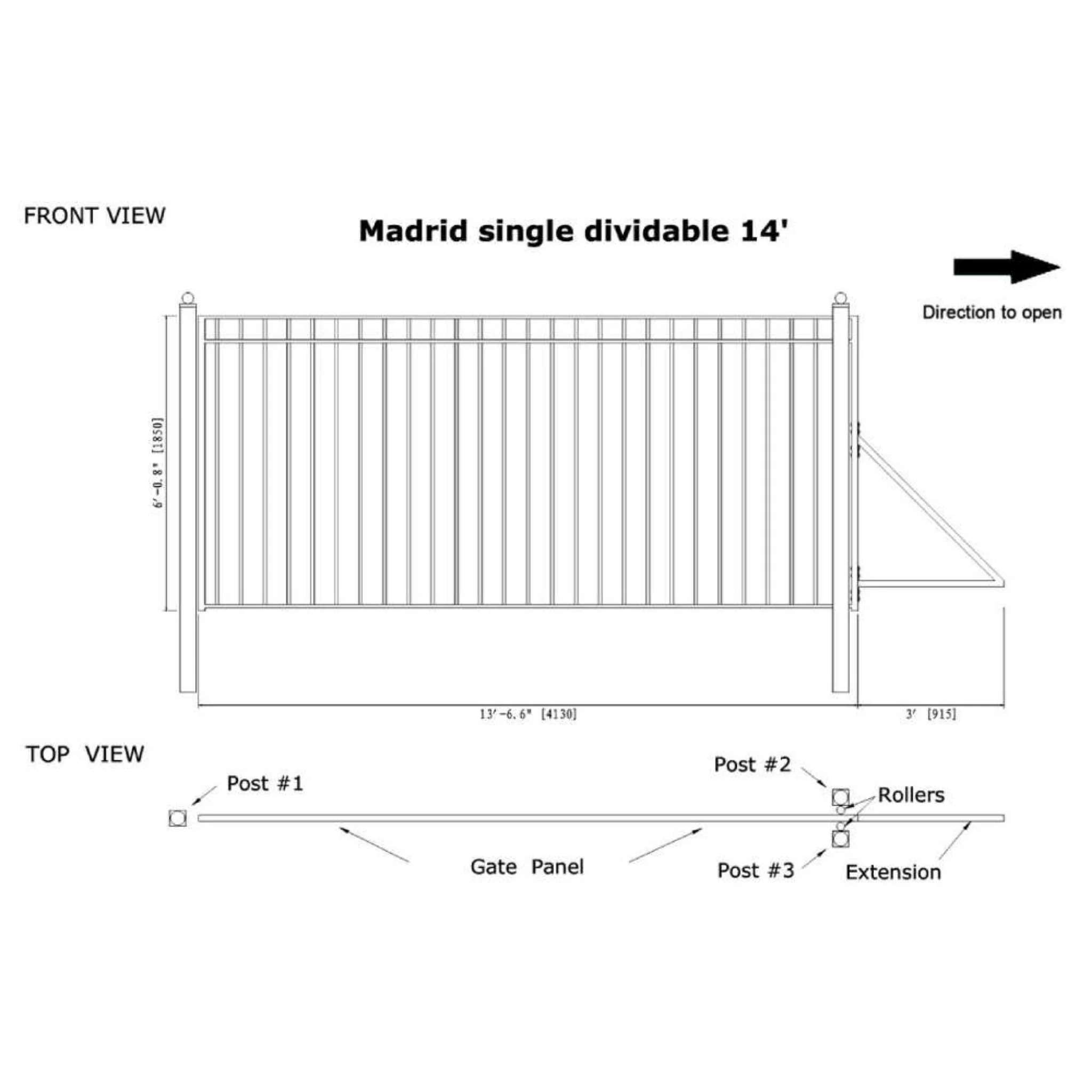 [12-30FT] Heavy-Duty Madrid-Style Premium Steel Sliding Driveway Gate (SAK23857) - Image 12