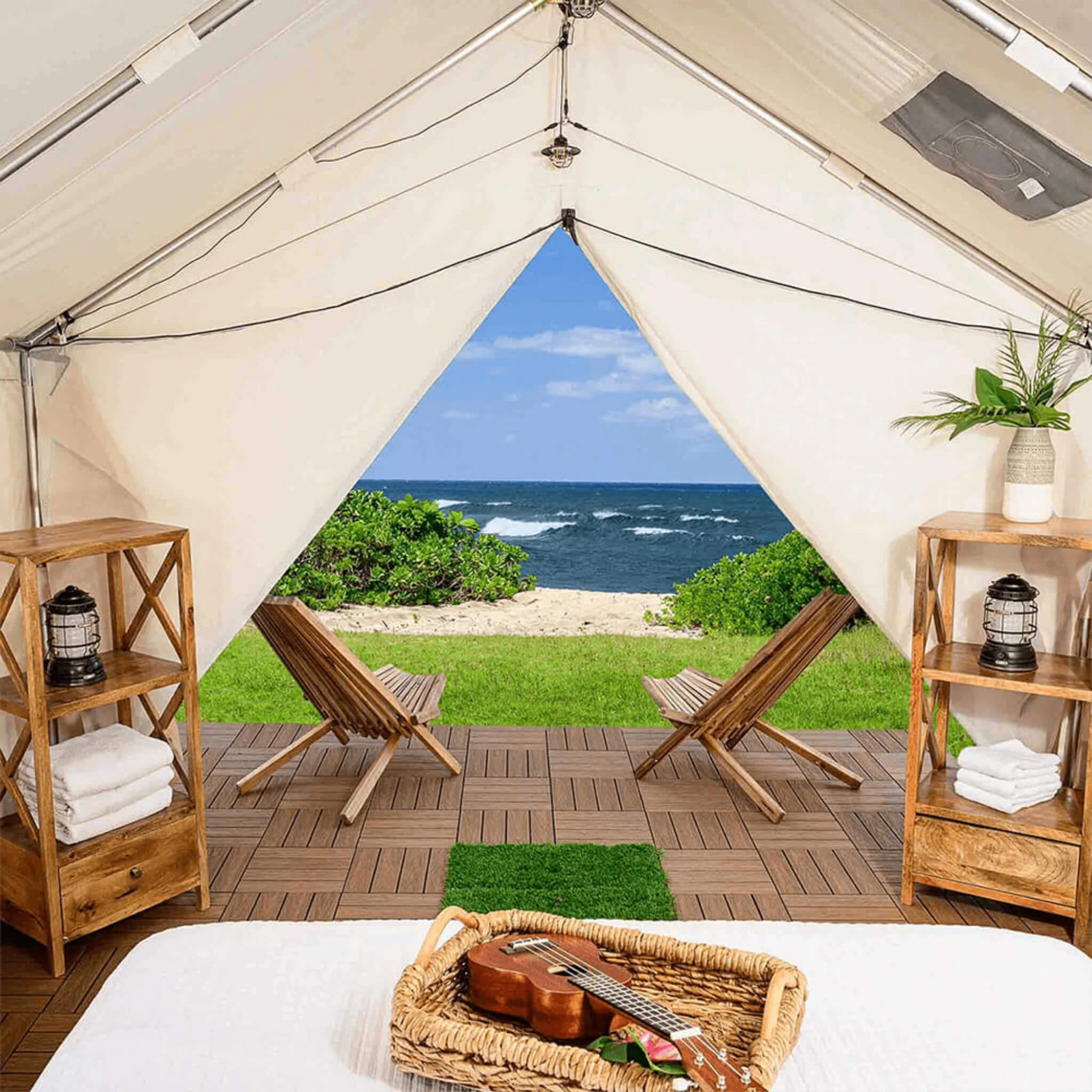 [14X16FT] White Duck Alpha Wall Tent With Heavy-Duty Frame And Bug Mesh Windows (SAK73214) - Image 3