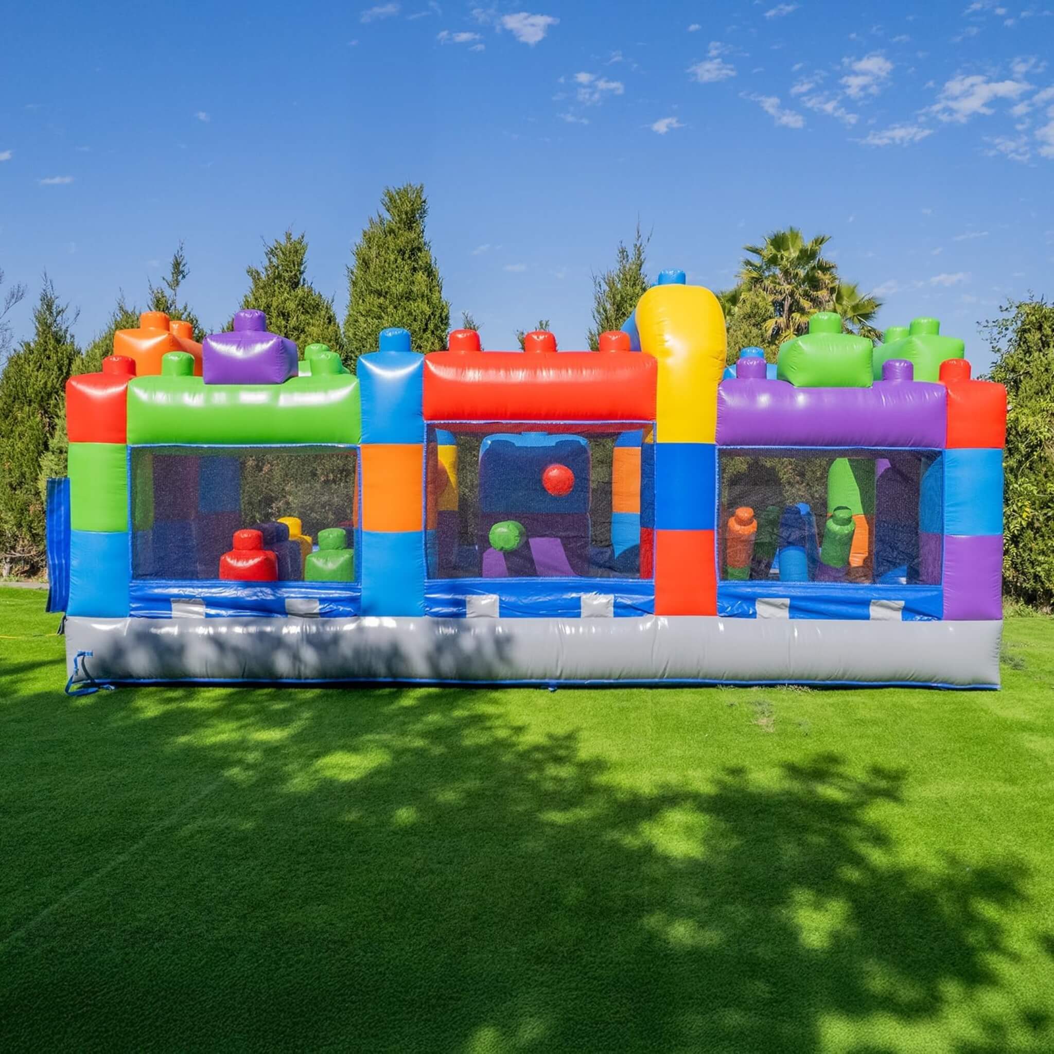 20FT Giant Multicolor Block Inflatable Obstacle Course With Large Mesh Windows (SAK75192) - Image 3
