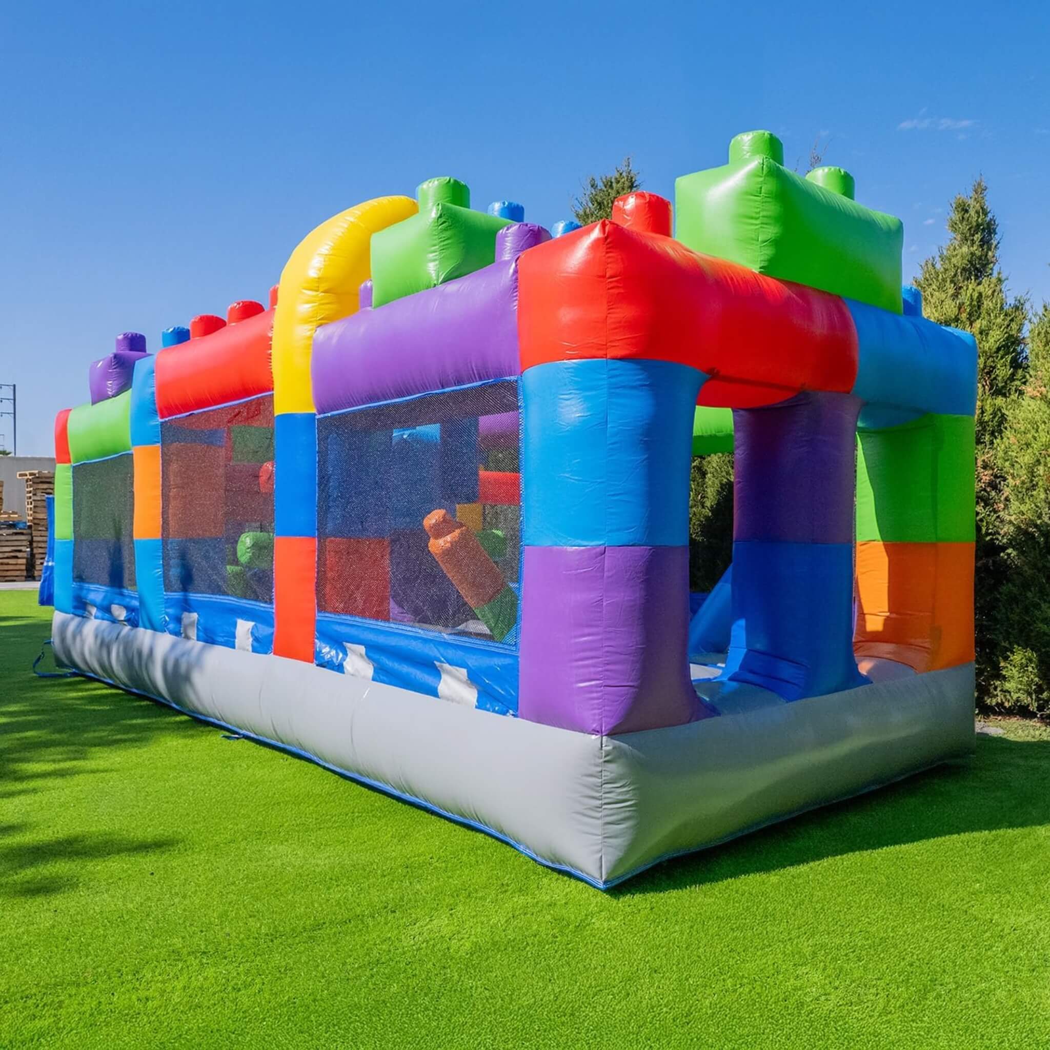 20FT Giant Multicolor Block Inflatable Obstacle Course With Large Mesh Windows (SAK75192) - Image 7