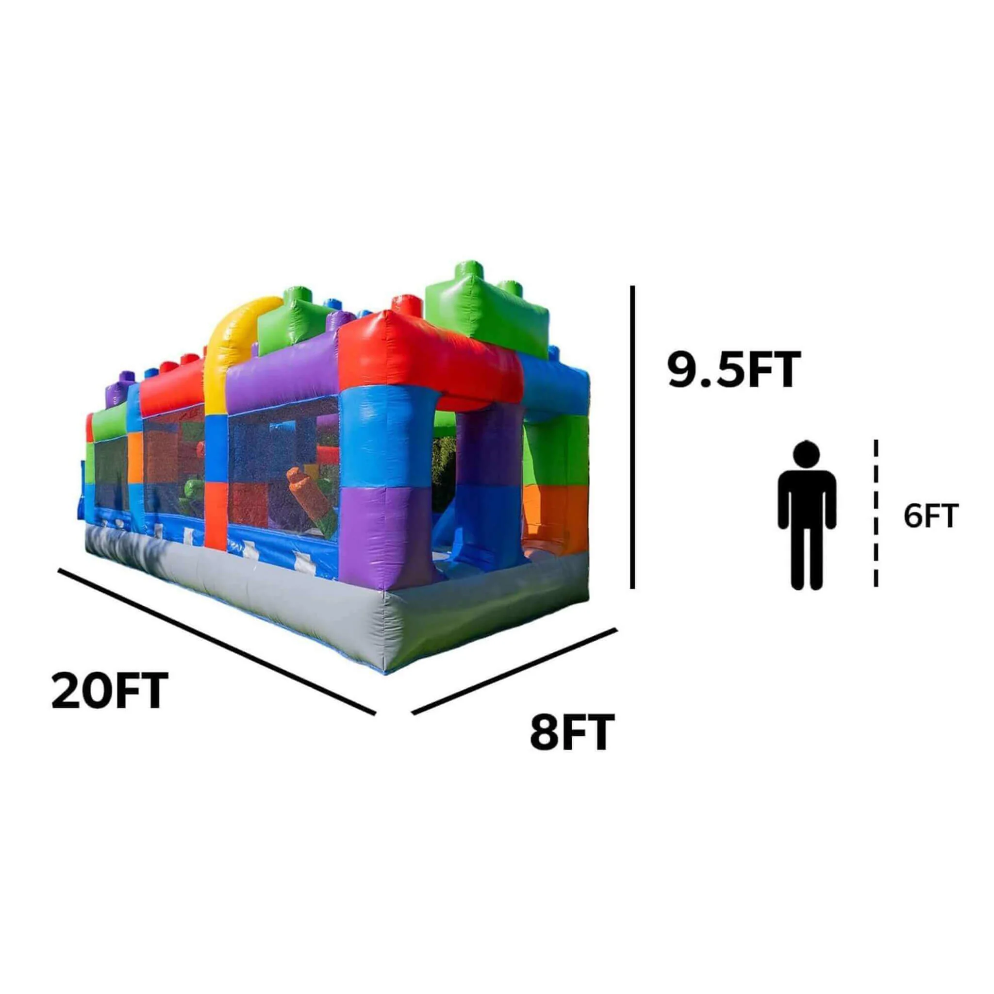 20FT Giant Multicolor Block Inflatable Obstacle Course With Large Mesh Windows (SAK75192) - Image 9