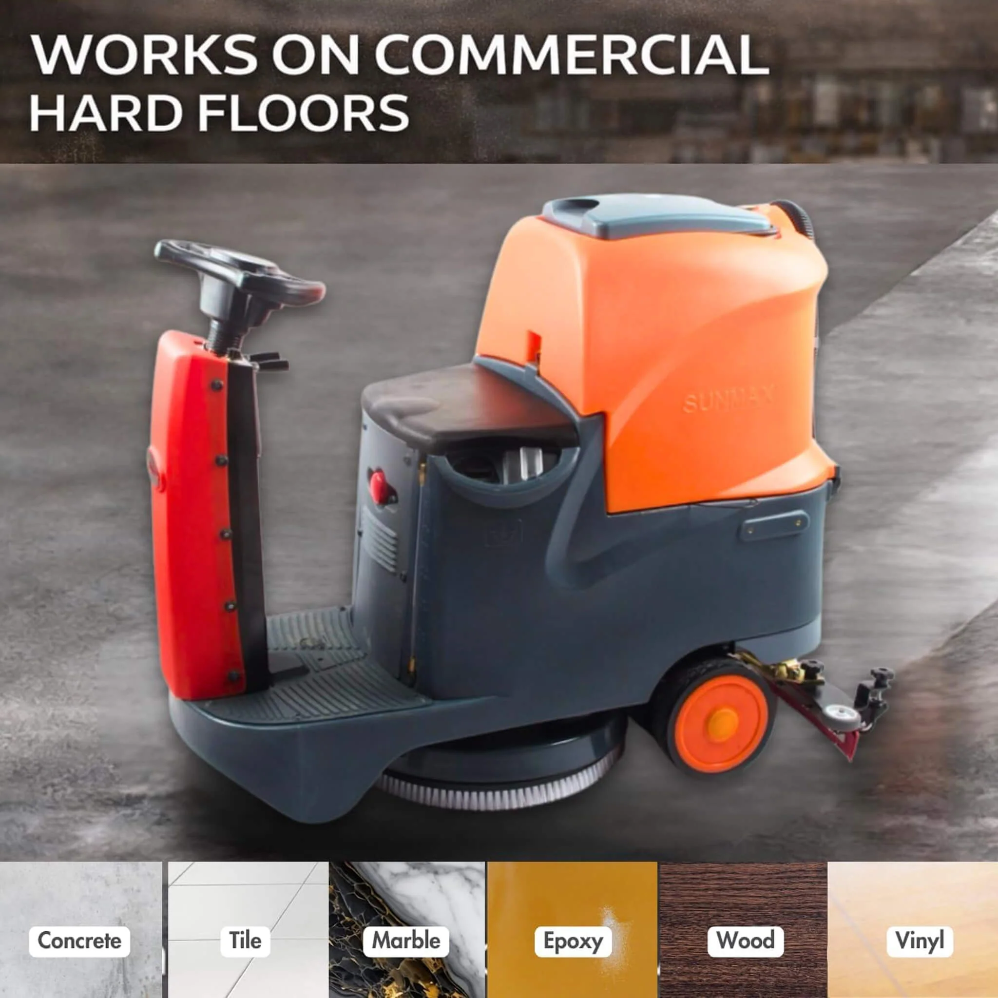 22-Inch Heavy-Duty Electric Industrial Ride-On Floor Scrubber With Dual Tanks (SAK40597) - Image 4