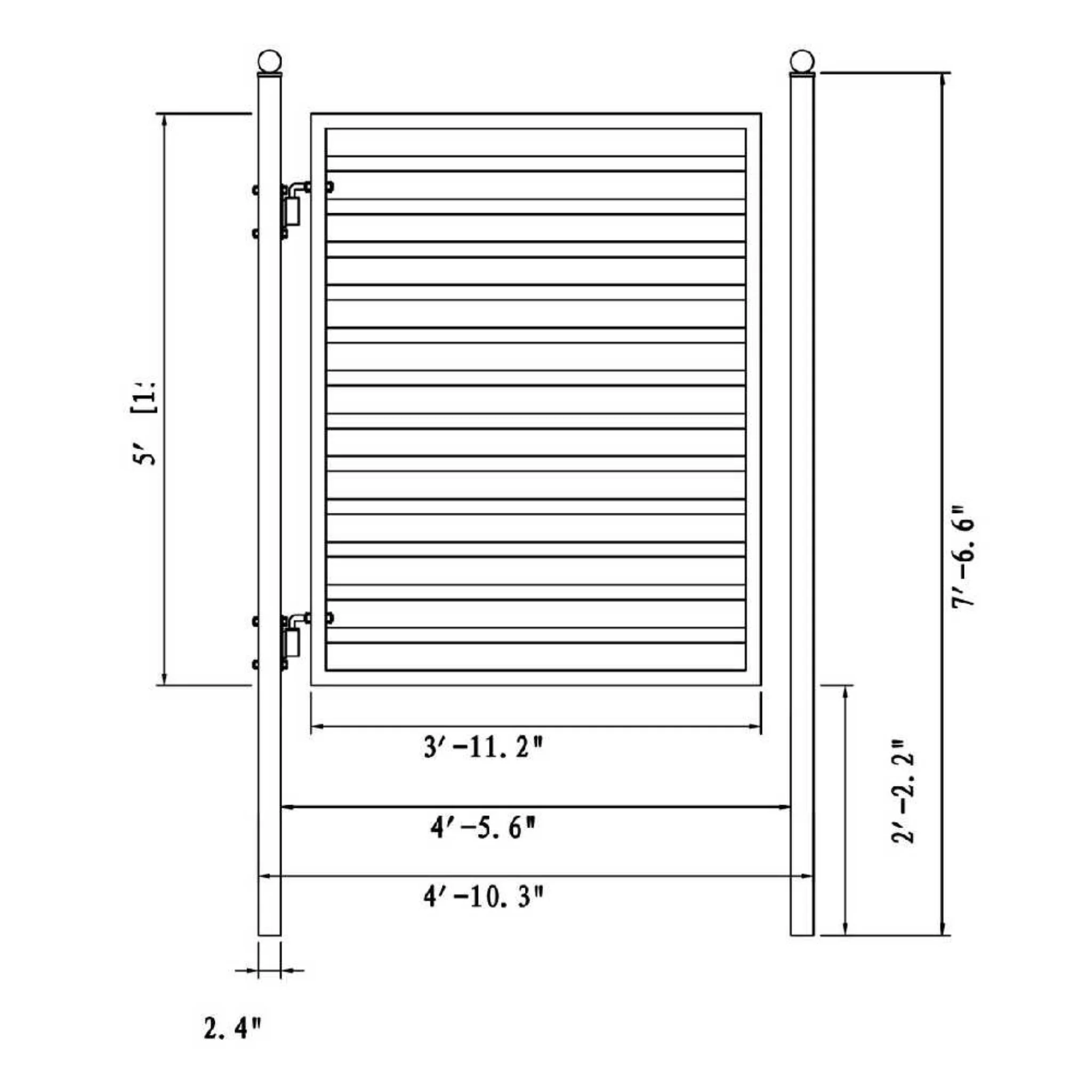 5FT Heavy-Duty Milan Powder-Coated Galvanized Steel Pedestrian Gate (SAK41975) - Image 4