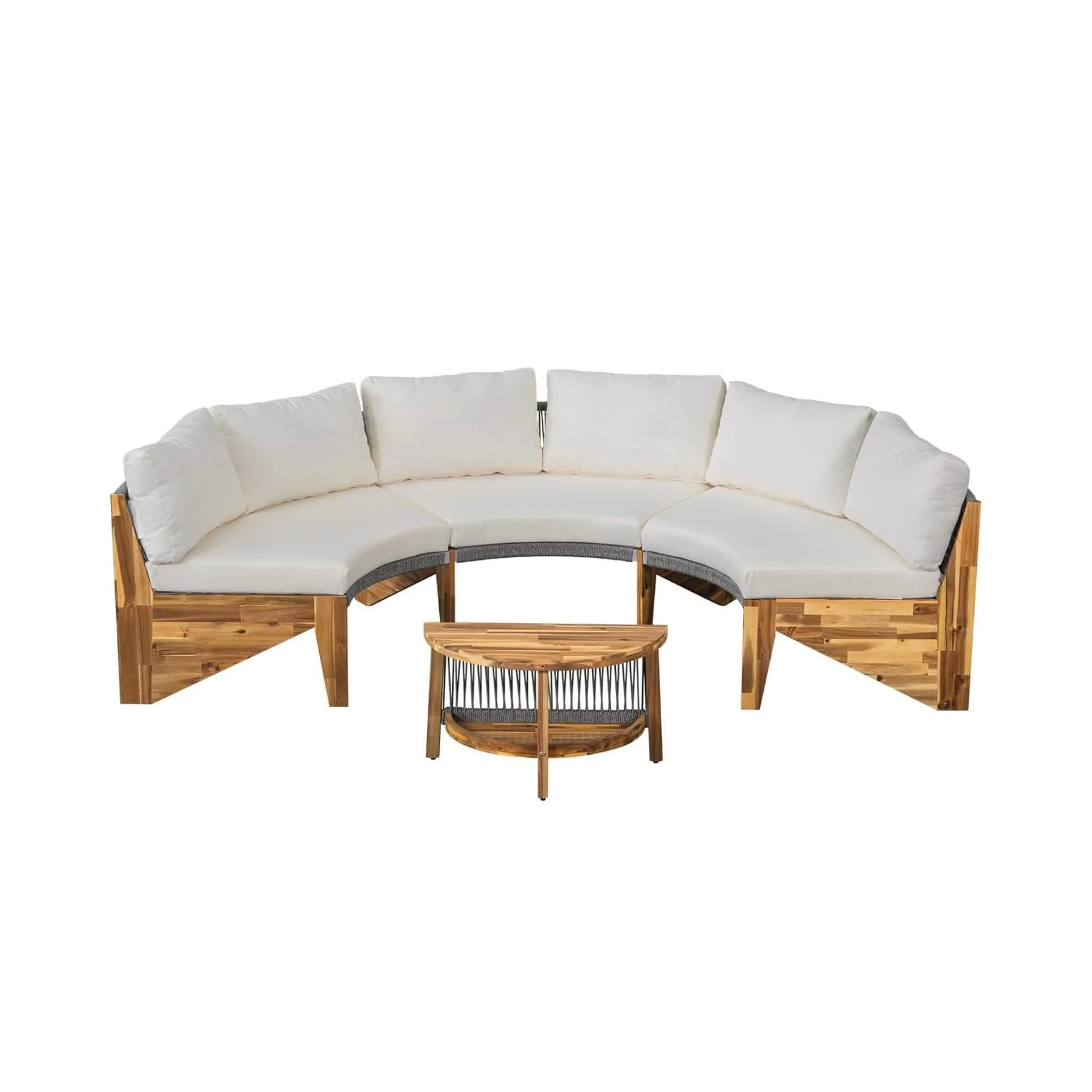 Alora 6-Person Half Moon Beige Patio Sectional Set With Cushions And Table (SAK61928) - Image 3