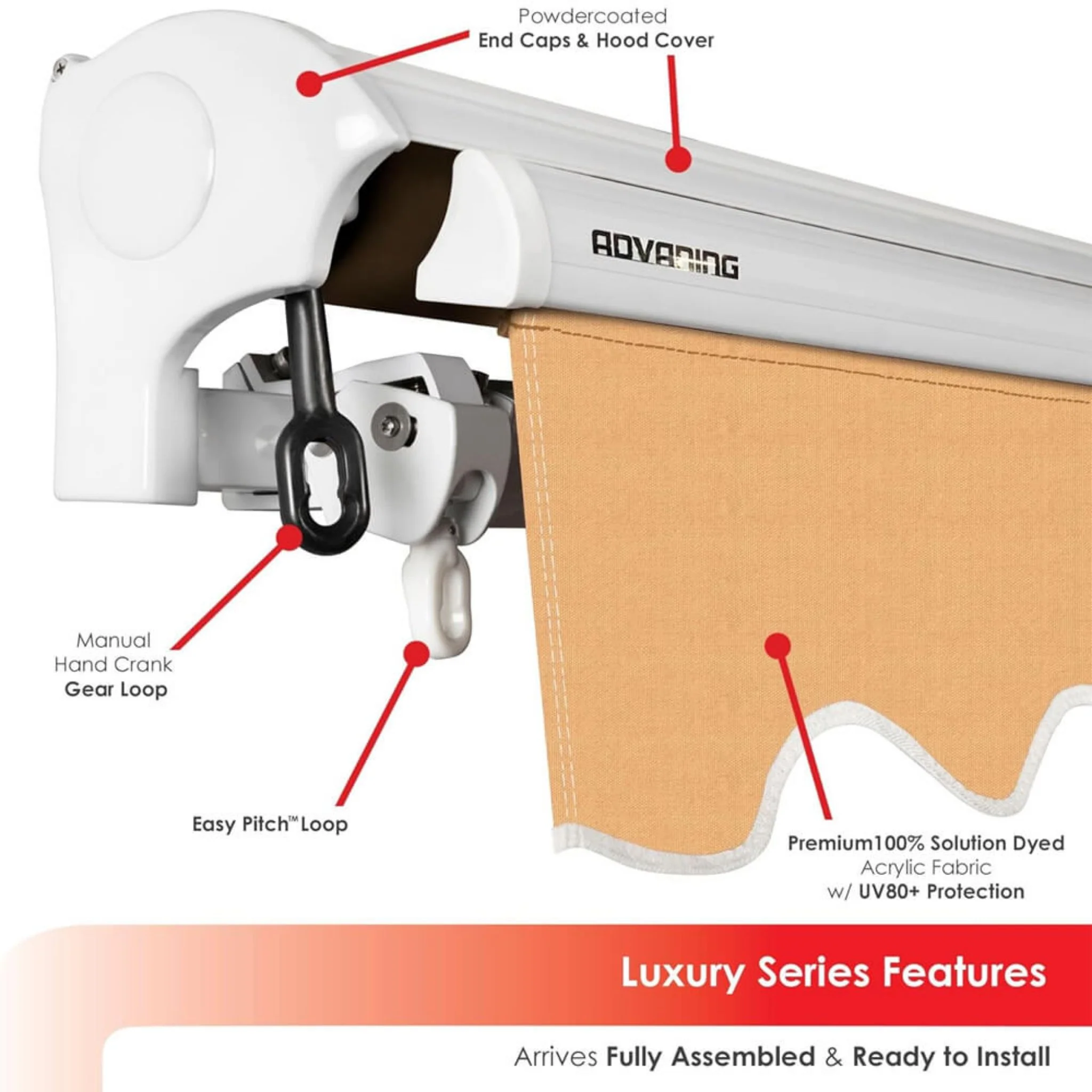 Advaning Luxury Series Fully-Assembled Retractable Sun Shade Canopy Awning (SAK31549) - Image 4