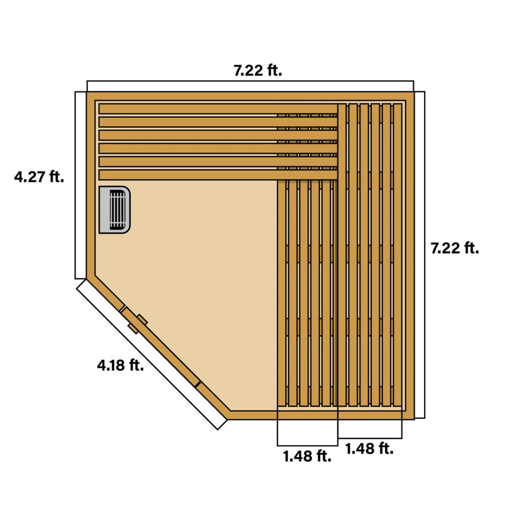 8-Person Canadian Hemlock Wet Dry Outdoor Sauna With Asphalt Roof (SAK38275) - Image 13