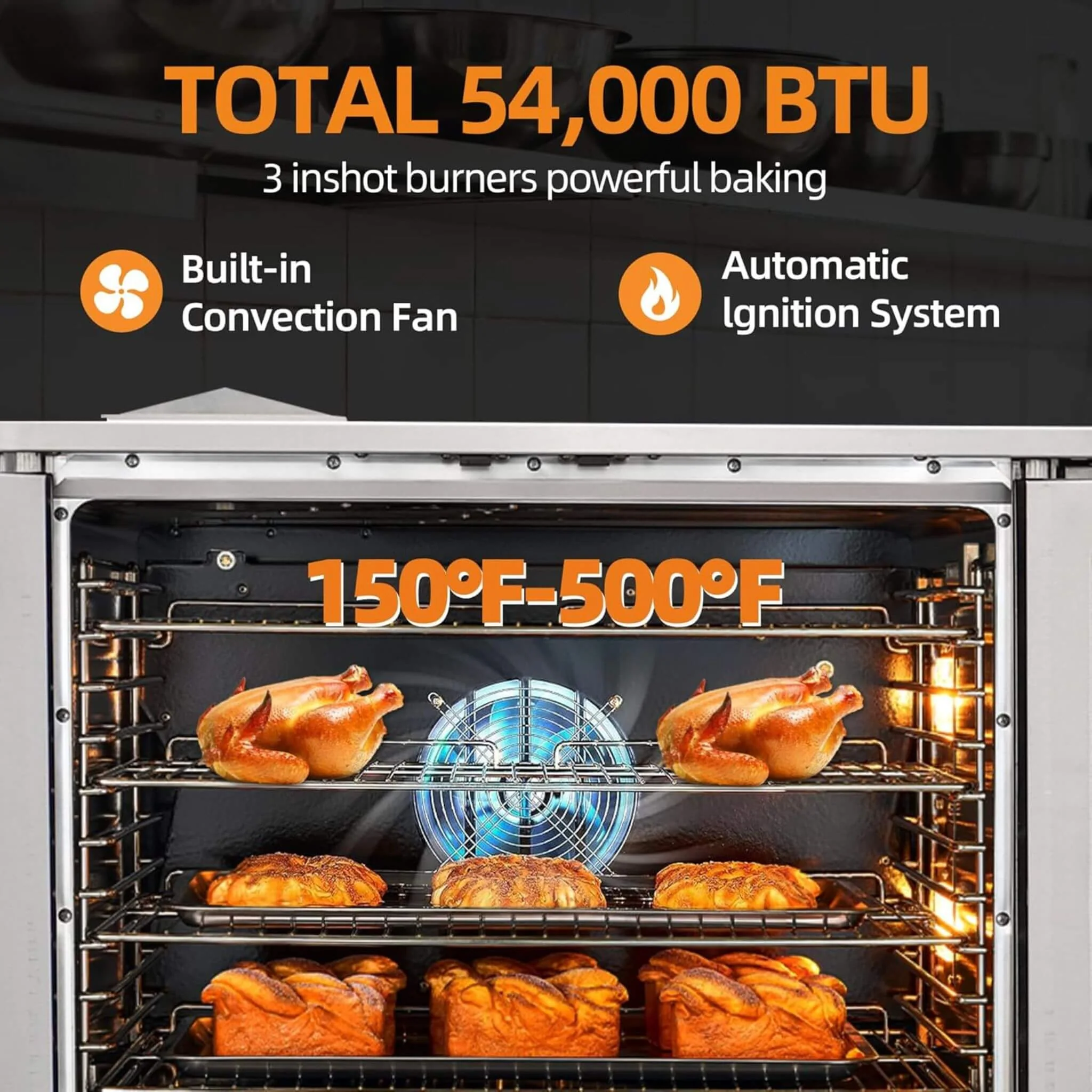 Commercial Full-Size Natural Gas/Propane Single-Deck Convection Oven (SAK87125) - Image 8