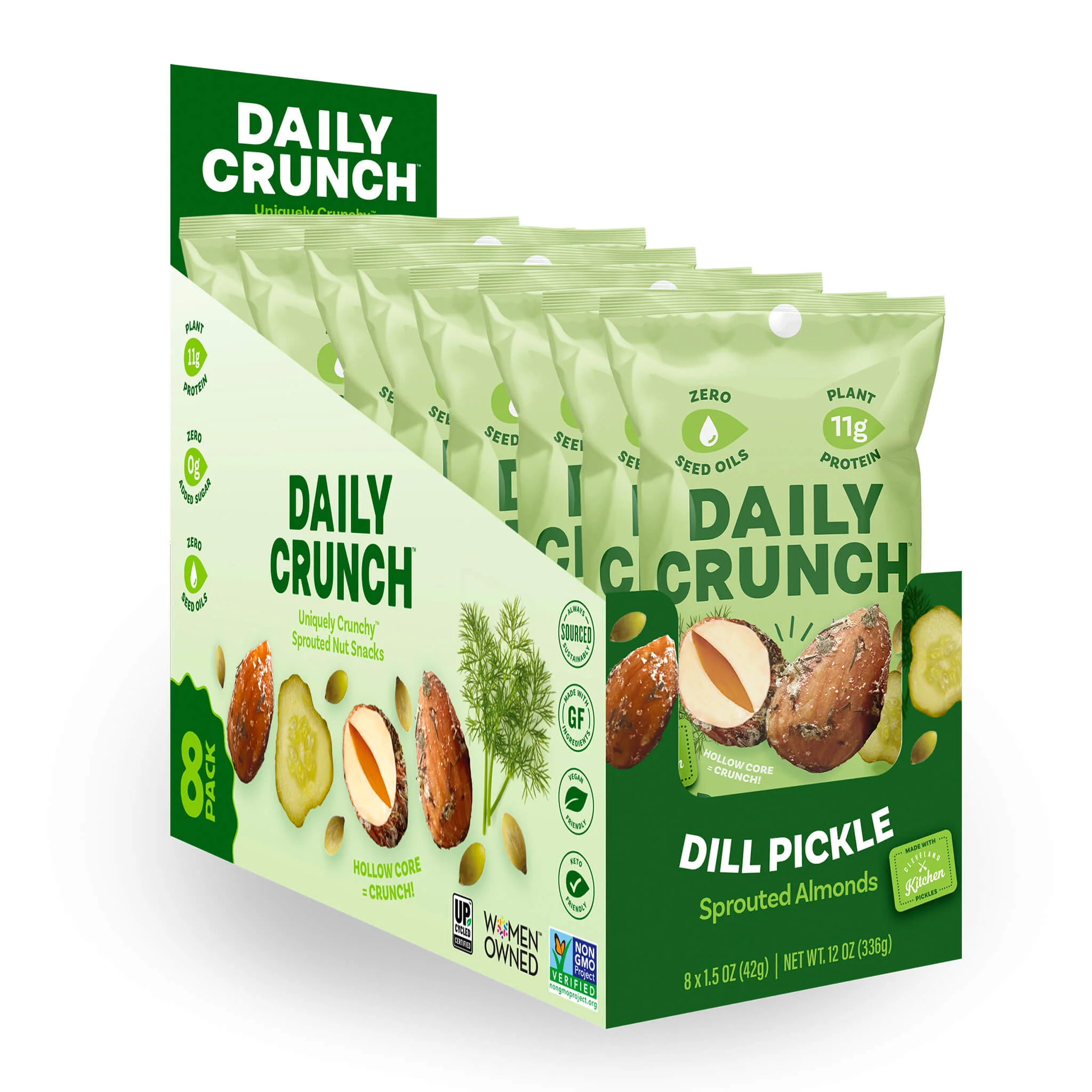 Daily Crunch Dill Pickle Sprouted Almonds And Pepitas (Snack Pack) - Image 3
