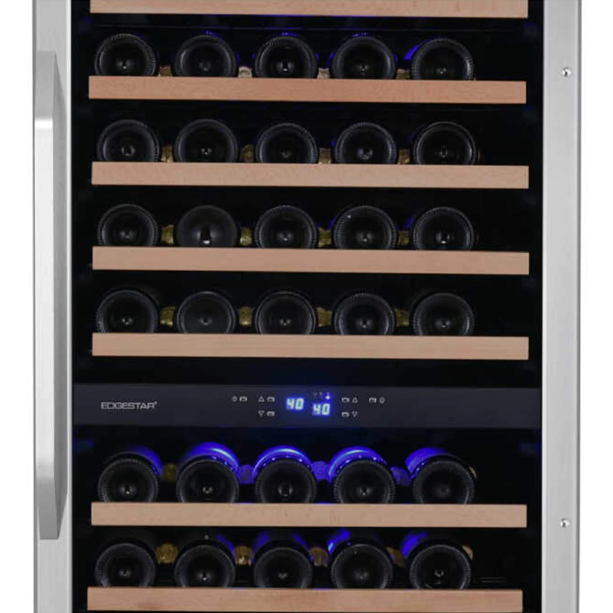Edgestar 24-Inch 141 Bottle Capacity Freestanding Dual Zone Wine Cooler With Interior Lighting [CWR1552DZ] (SAK49245) - Image 12