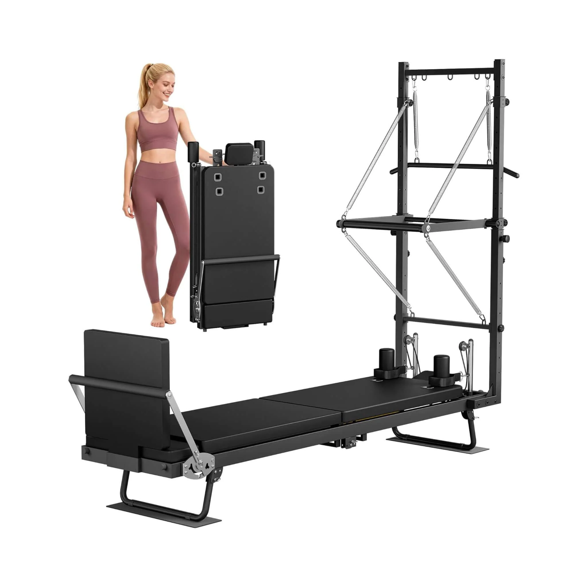 Core Pilates Foldable Dual Resistance Pilates Reformer Machine With Tower (SAK96041) - Image 11
