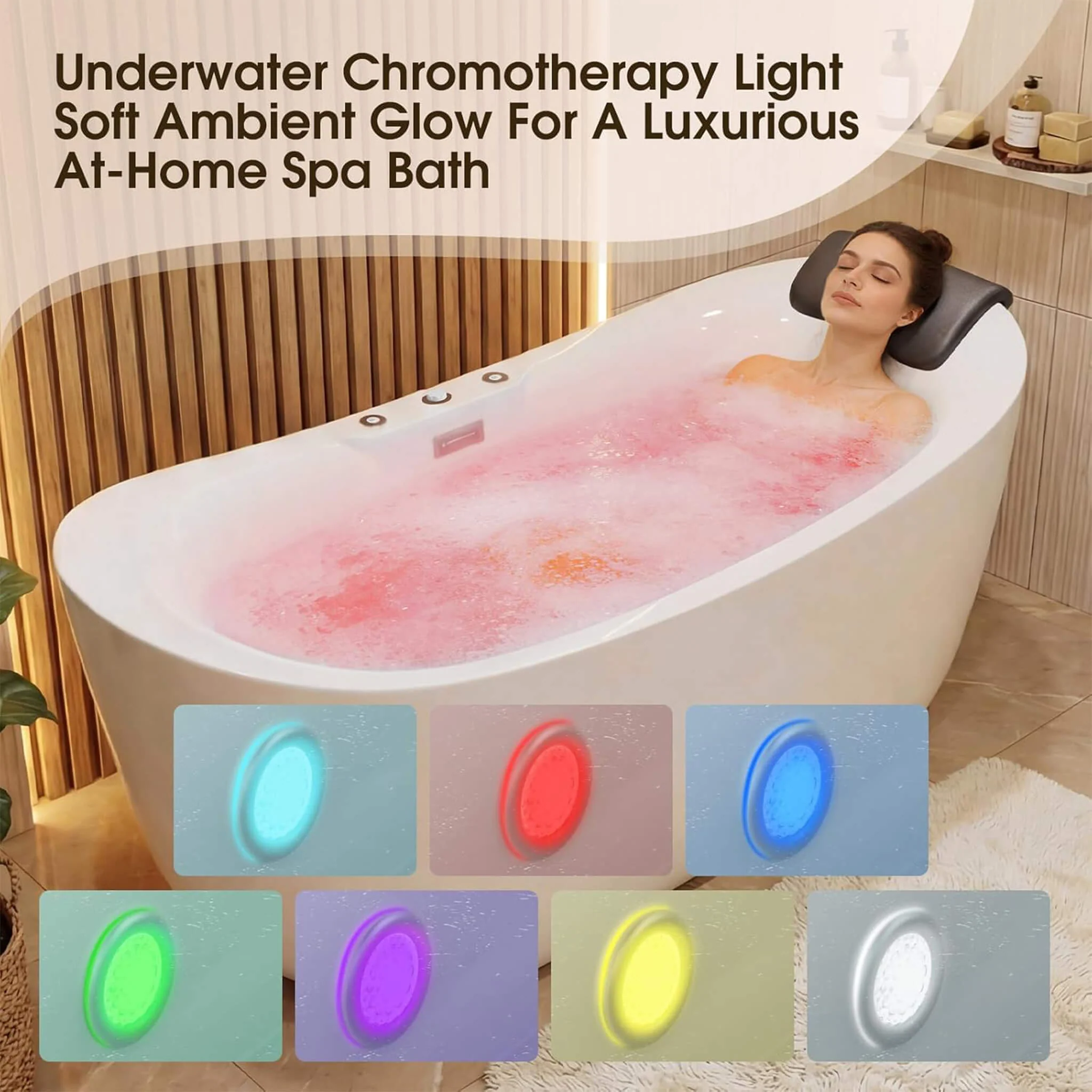 Nuvia Verano Freestanding Whirlpool Air Bubble LED Massage Bathtub (SAK47639) - Image 10