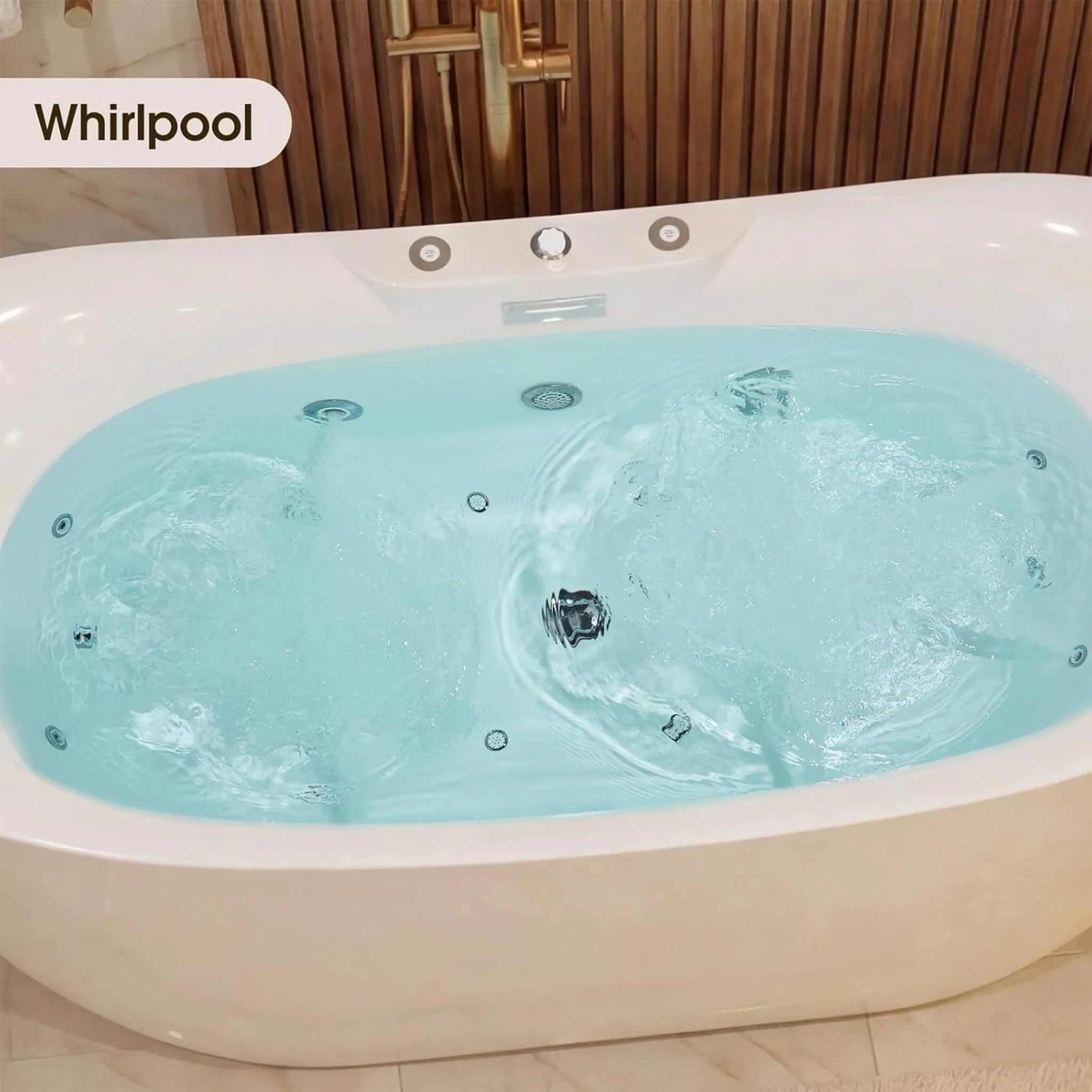 Nuvia Verano Freestanding Whirlpool Air Bubble LED Massage Bathtub (SAK47639) - Image 5