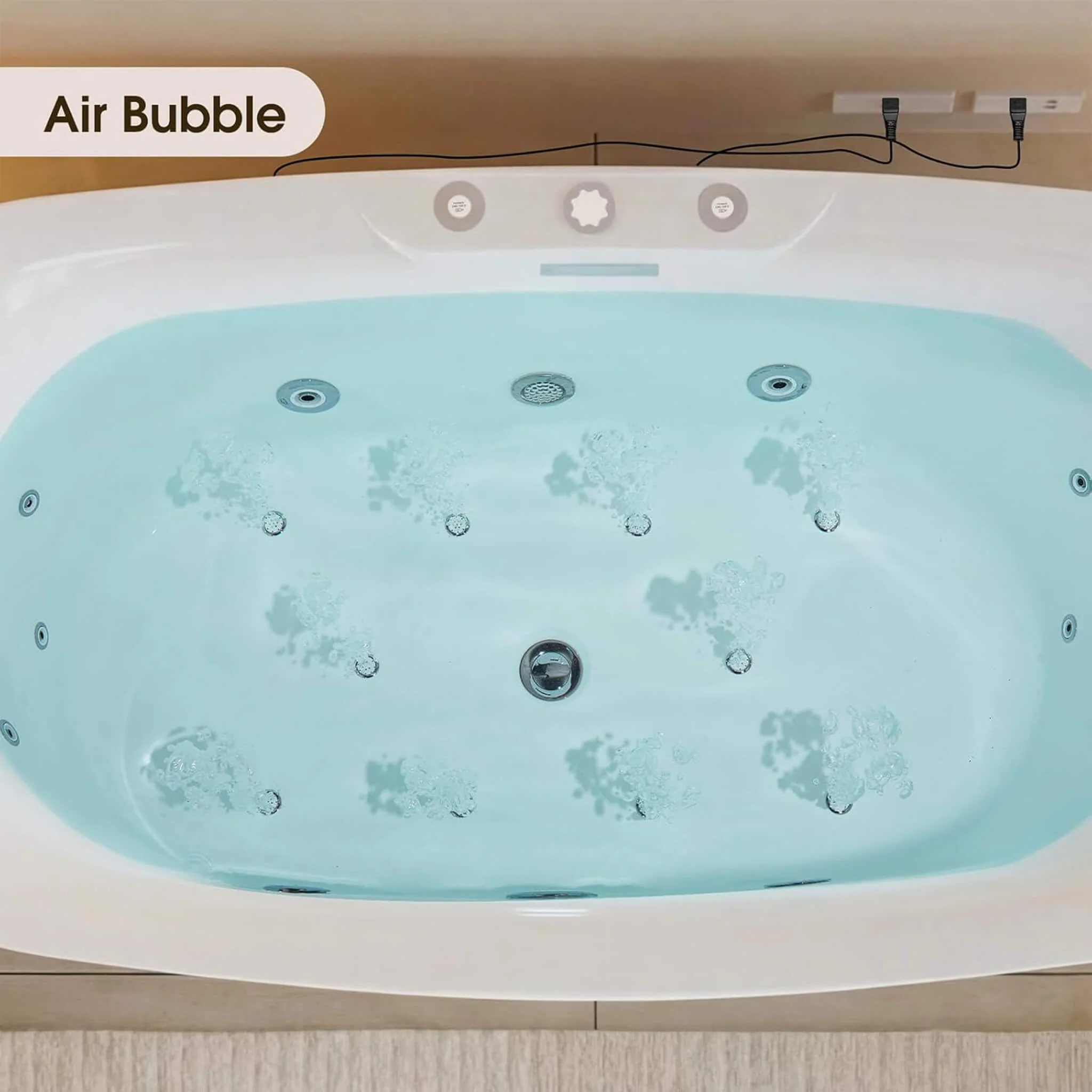 Nuvia Verano Freestanding Whirlpool Air Bubble LED Massage Bathtub (SAK47639) - Image 9