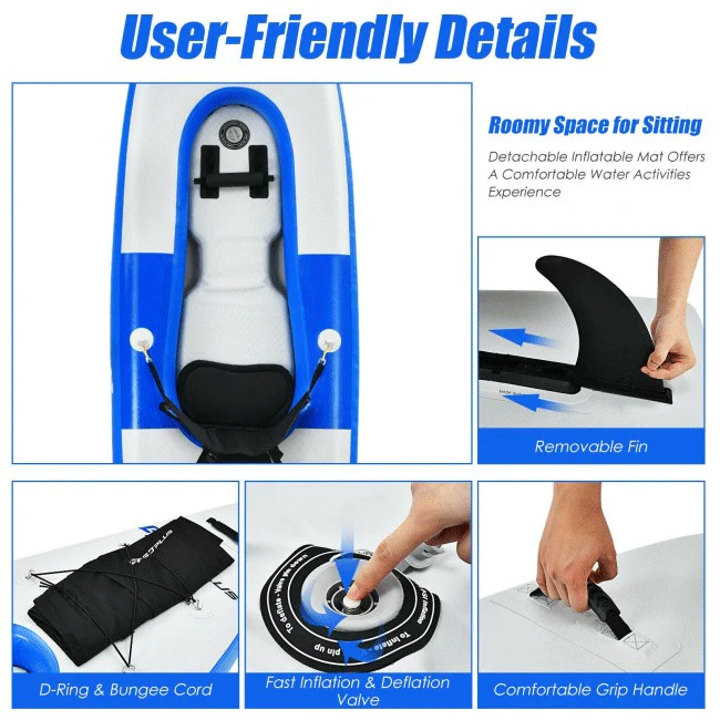 GoPlus 11FT Long Inflatable Blow Up Kayak With Paddle & Hand Pump (SAK32801) - Image 11