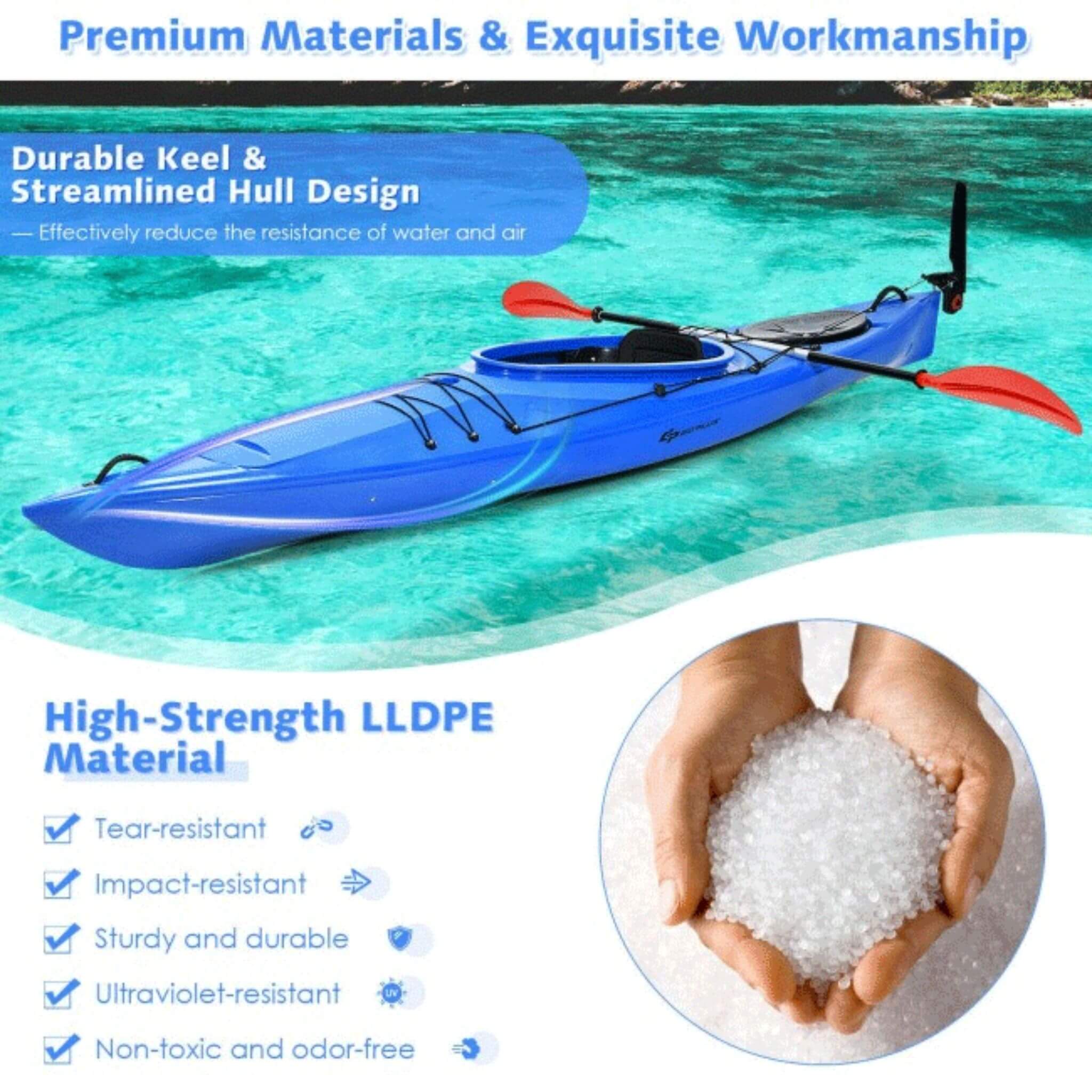 GoPlus 12FT Single-Person Sit-In Fishing Kayak Boat W/ Paddle & Rudder (SAK98162) - Image 9