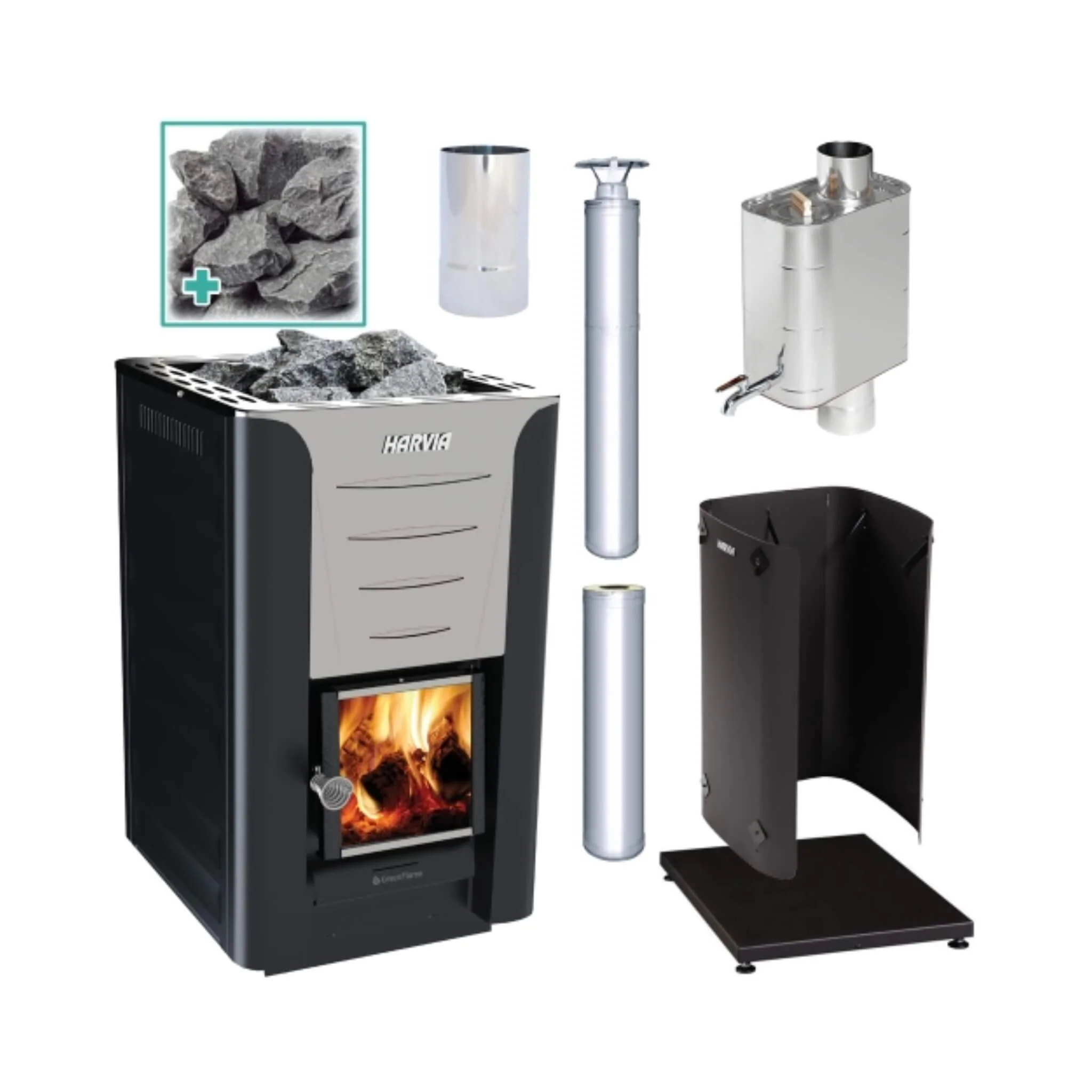 Harvia Pro 20 WH Wood Burning Sauna Stove Package 24kW [PRO20-PKG-SS/BK-WH] (SAK37165) - Image 13