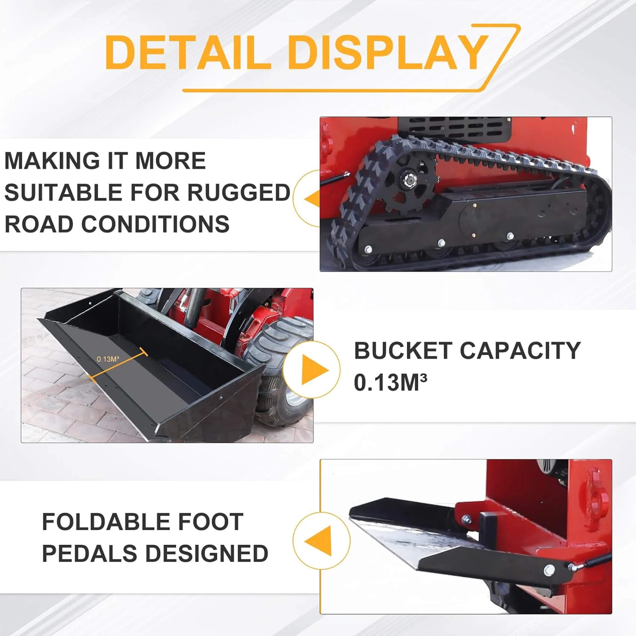 Heavy-Duty 13.5HP Mini Crawler Skid Steer Loader With Bucket (SAK39052) - Image 5