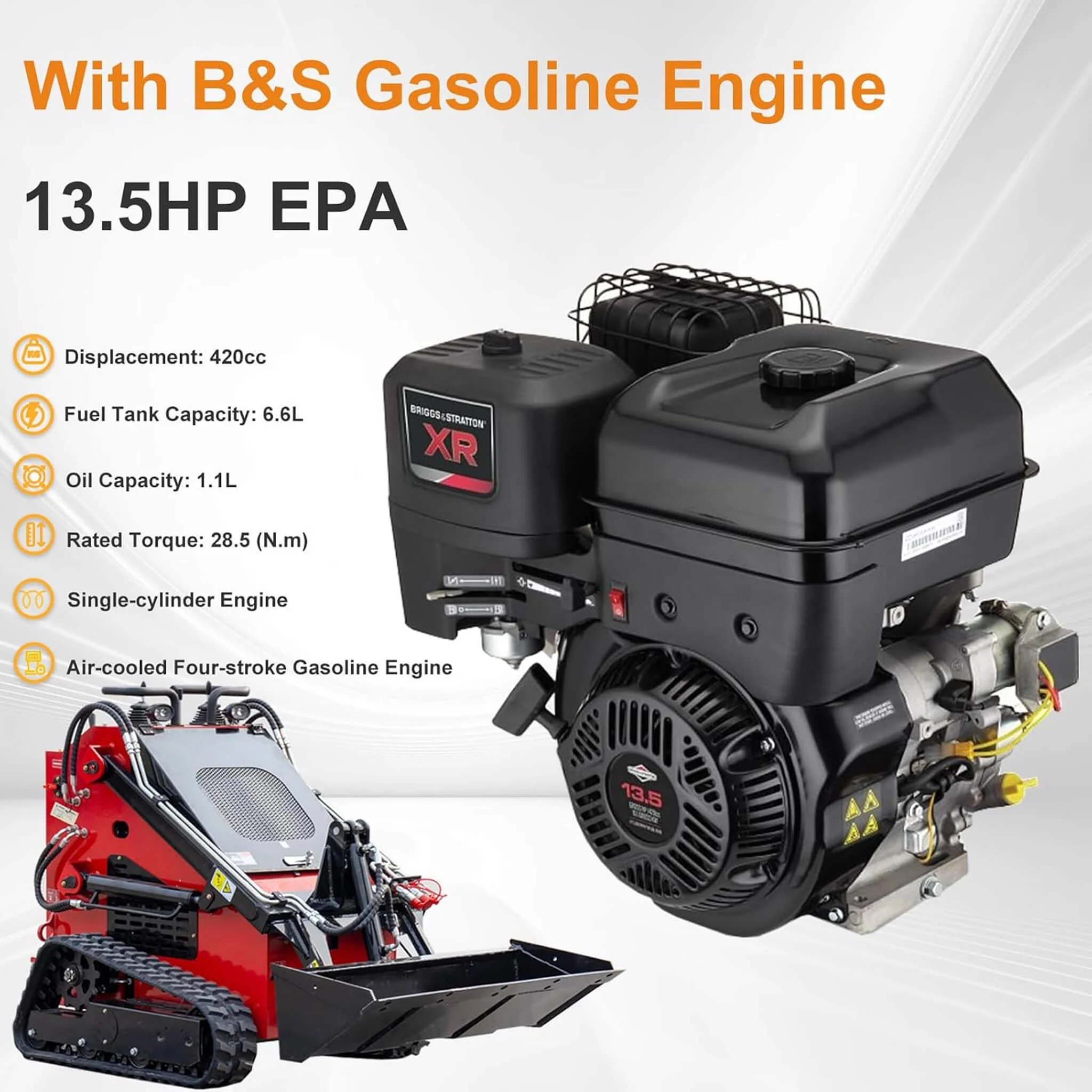Heavy-Duty 13.5HP Mini Crawler Skid Steer Loader With Bucket (SAK39052) - Image 7