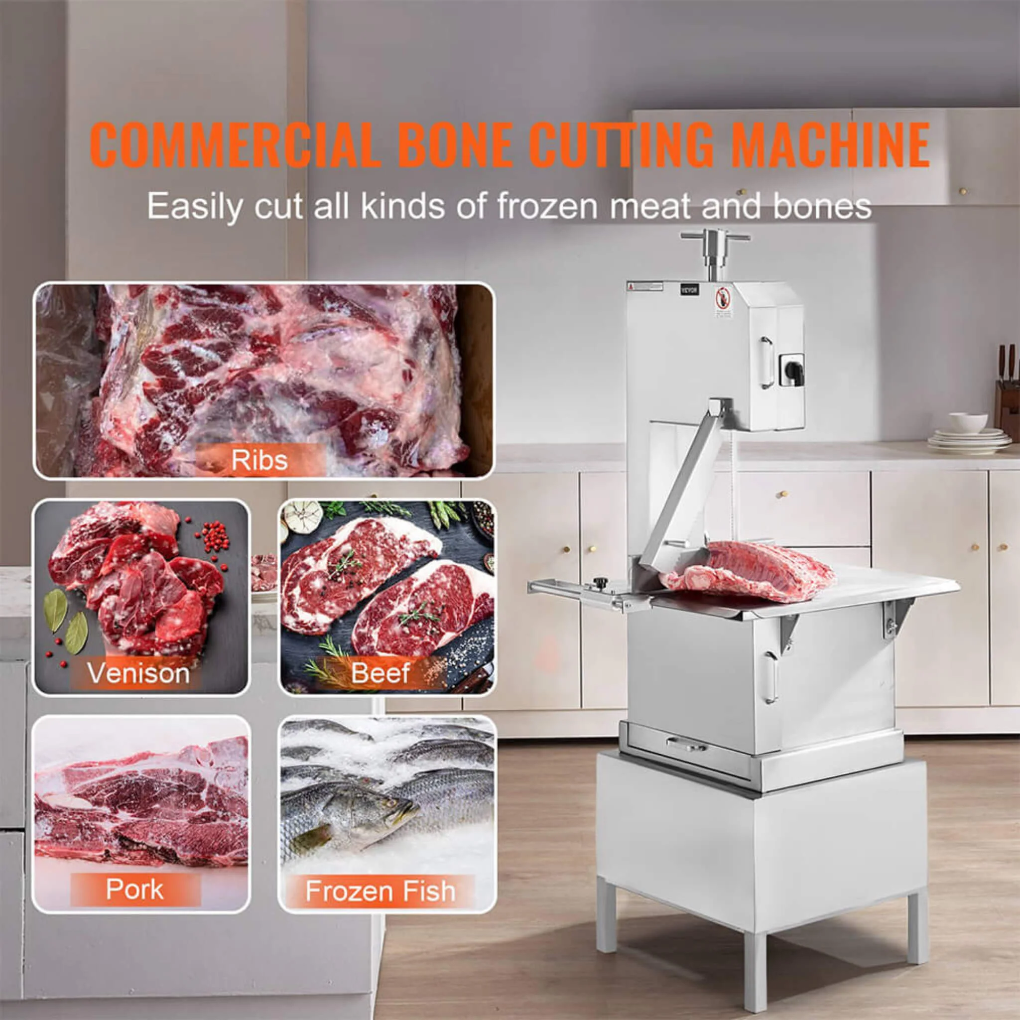 Heavy-Duty Commercial 2200W Electric Meat Bone Saw Cutting Band Machine With 6 Saw Blades (SAK91753) - Image 11