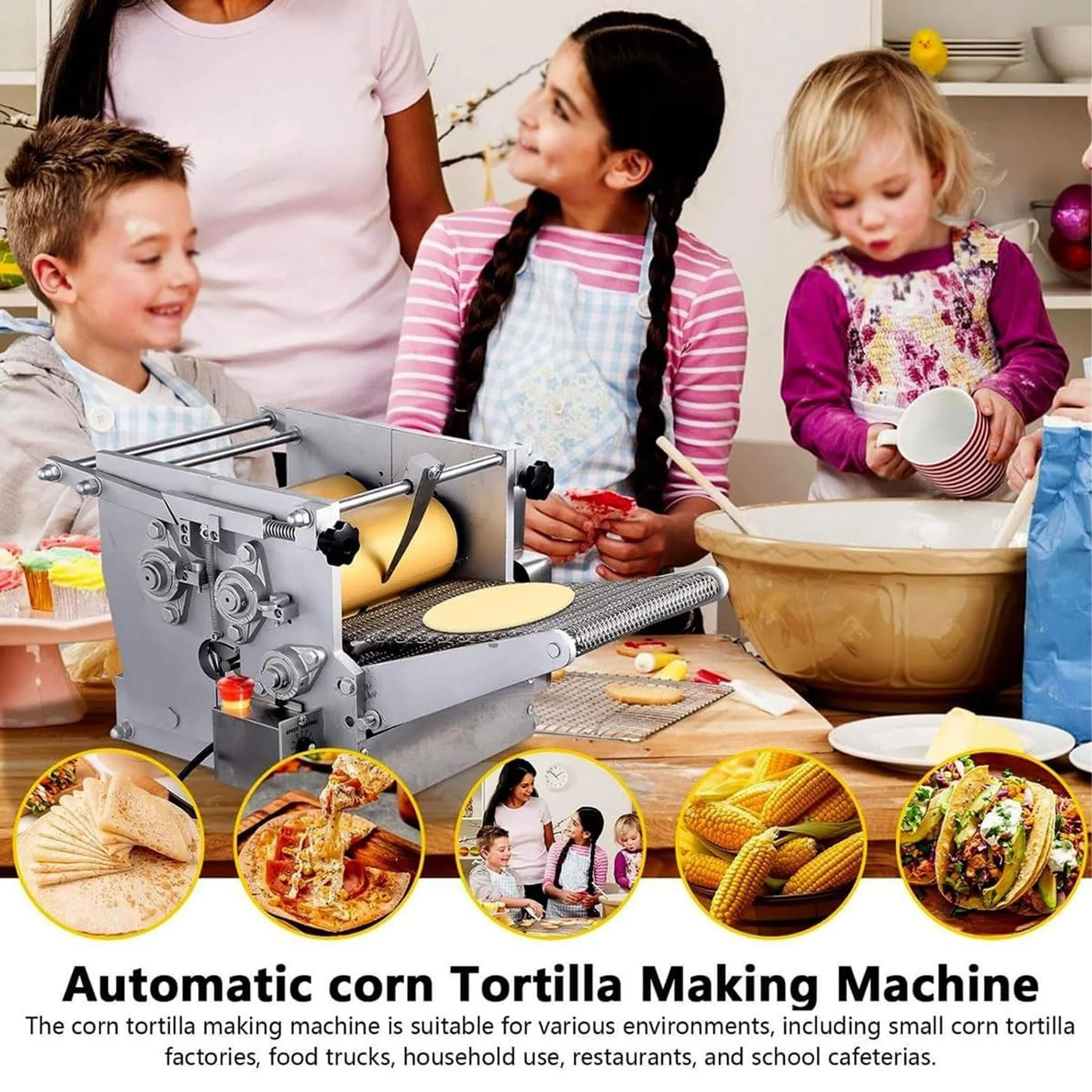 Heavy-Duty Electric Tortilla Maker With Two Molds And Adjustable Thickness (SAK80736) - Image 3