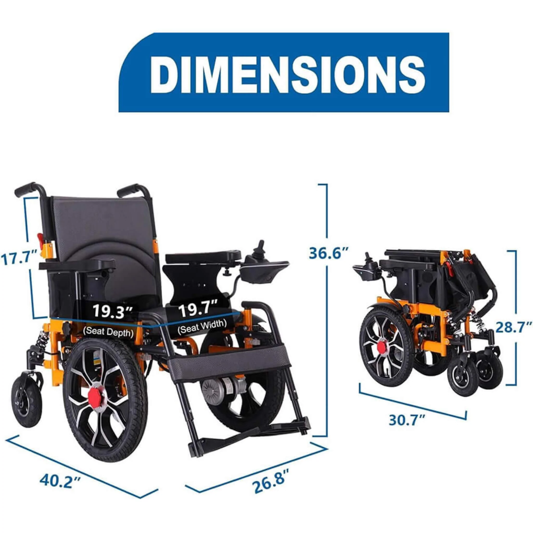 Motivo Heavy-Duty Ultralight All-Terrain Electric Airplane-Approved Foldable Wheelchair, 300LBS (SAK63147) - Image 11