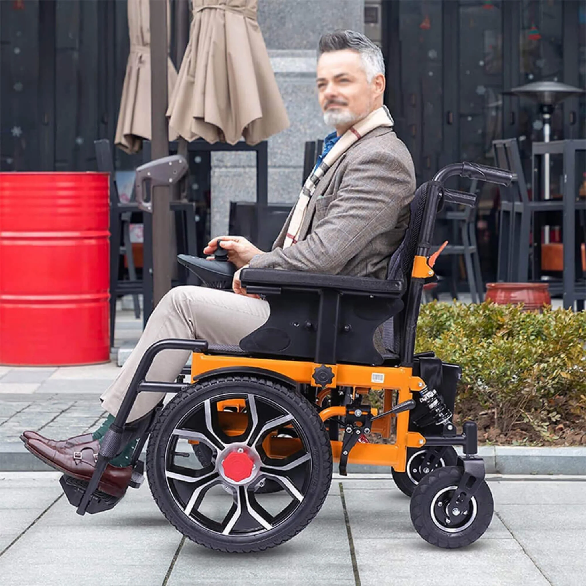 Motivo Heavy-Duty Ultralight All-Terrain Electric Airplane-Approved Foldable Wheelchair, 300LBS (SAK63147) - Image 2