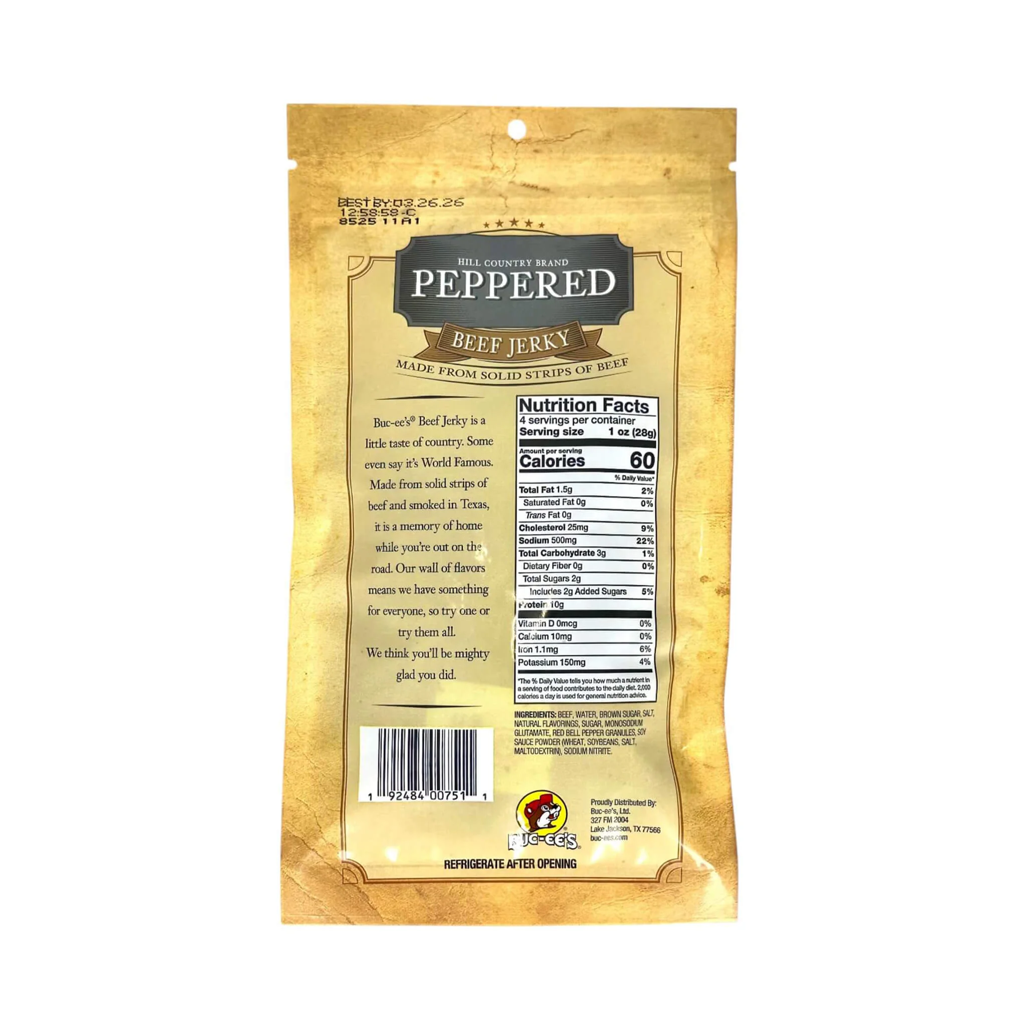 Buc-ee’s Premium Hill Country Peppered Beef Jerky (SAK57218) - Image 3