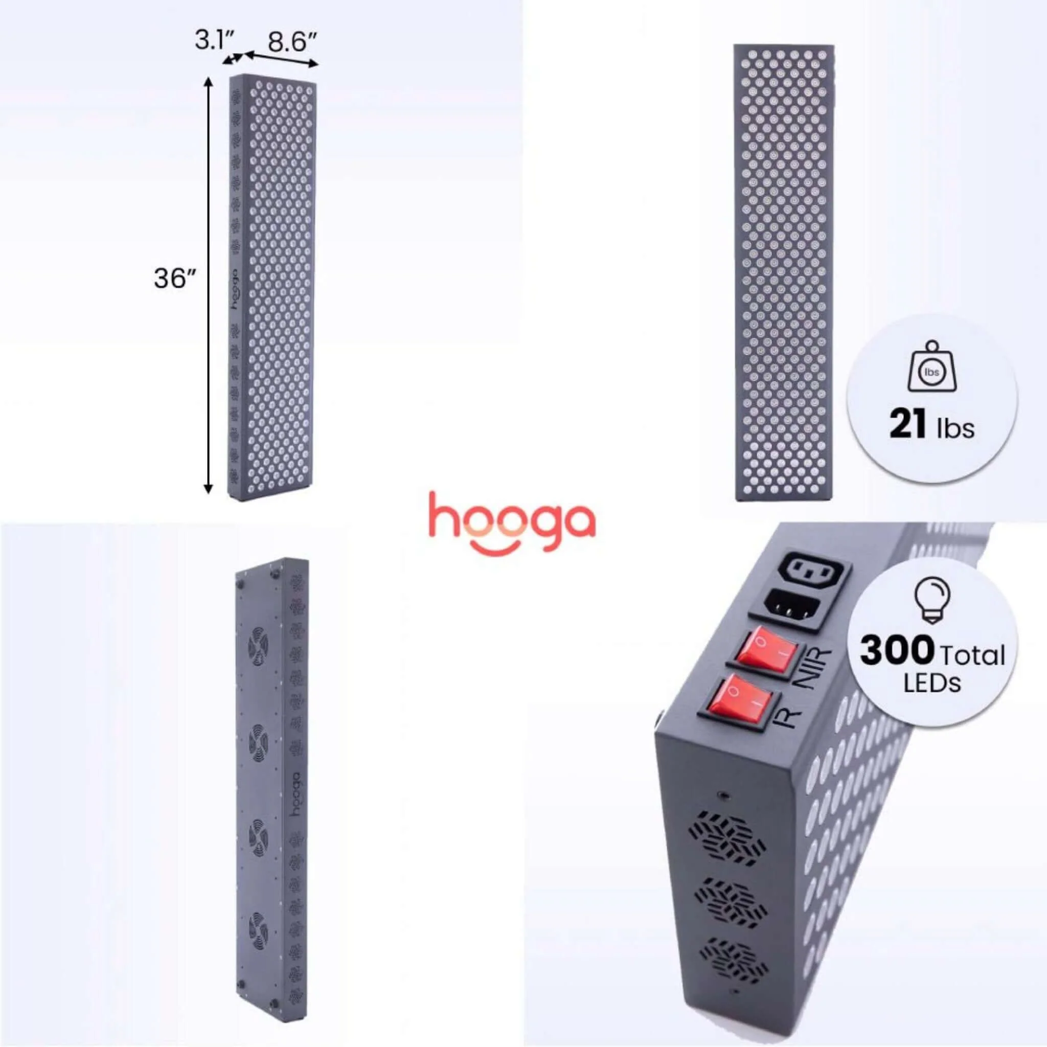 Hooga PRO1500 1500W Pro Grade Full-Body Light Therapy Panel With Flicker Free LEDs (SAK59243) - Image 3