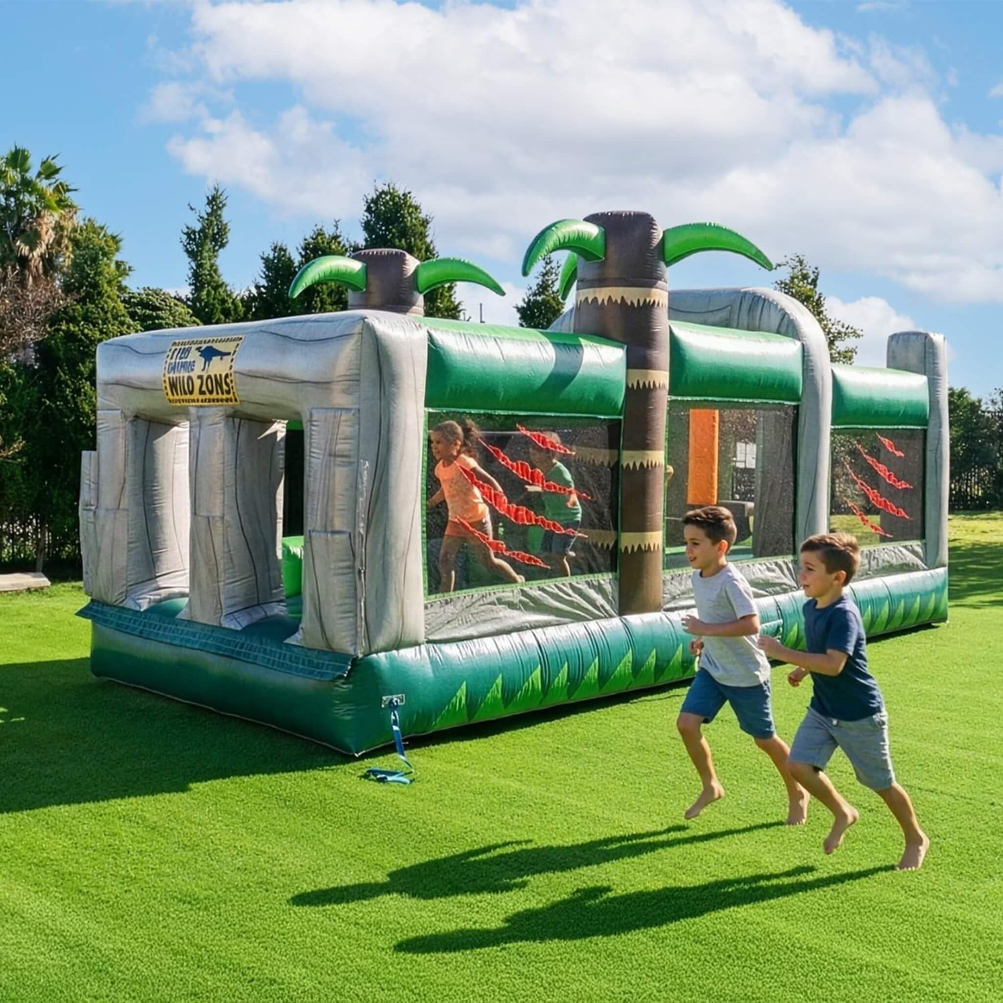 20FT Inflatable Dinosaur Obstacle Course With Blower (SAK90817) - Image 3