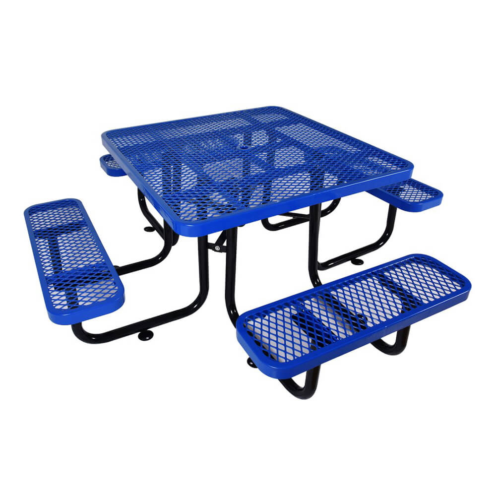 Large 46-Inch Stylish Square Steel Picnic Table W/ Thermoplastic Coating & Umbrella Hole (SAK90547) - Image 10