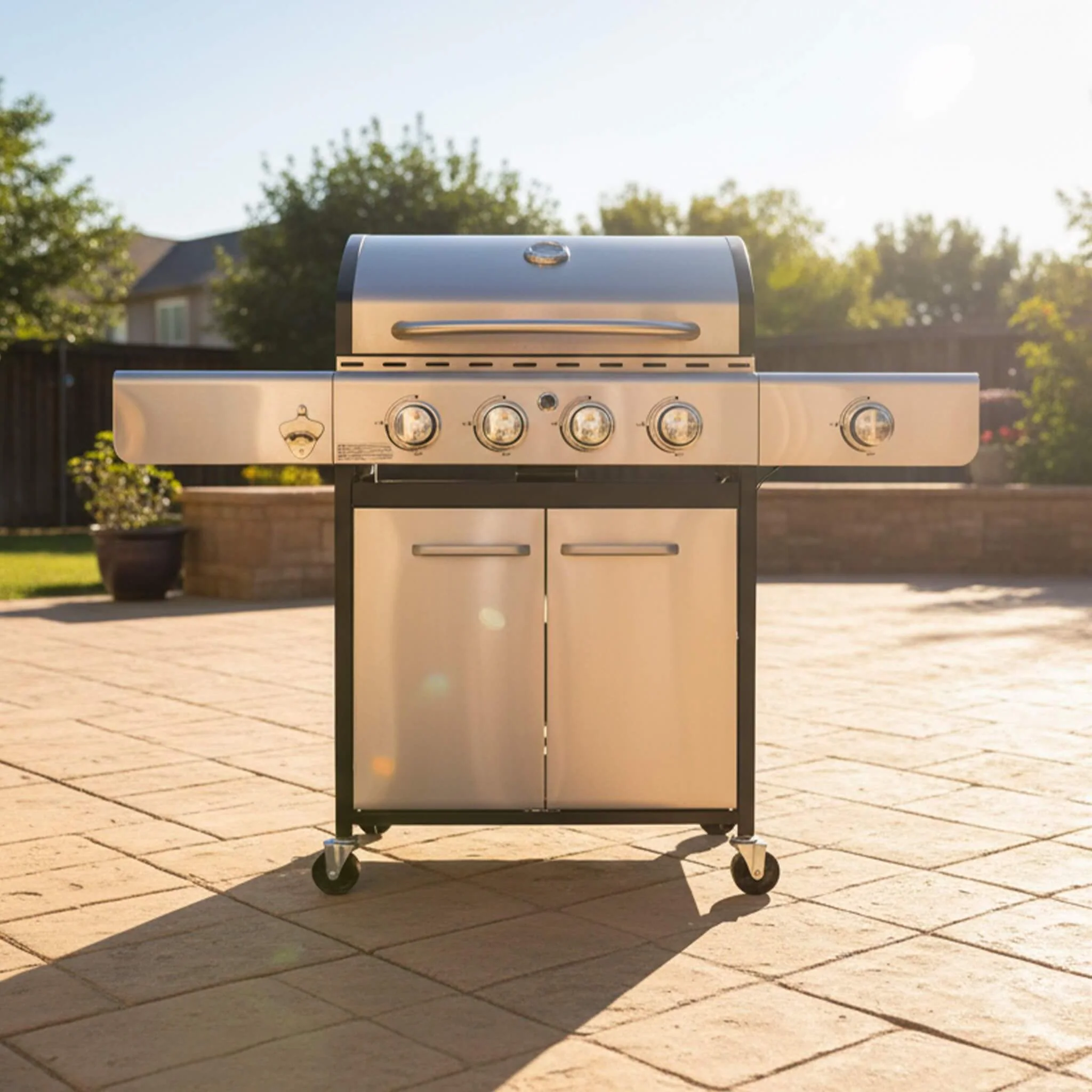 Large Outdoor 42K BTU BBQ Stainless Steel Propane Gas Grill With 4 Burners (SAK61283) - Image 3
