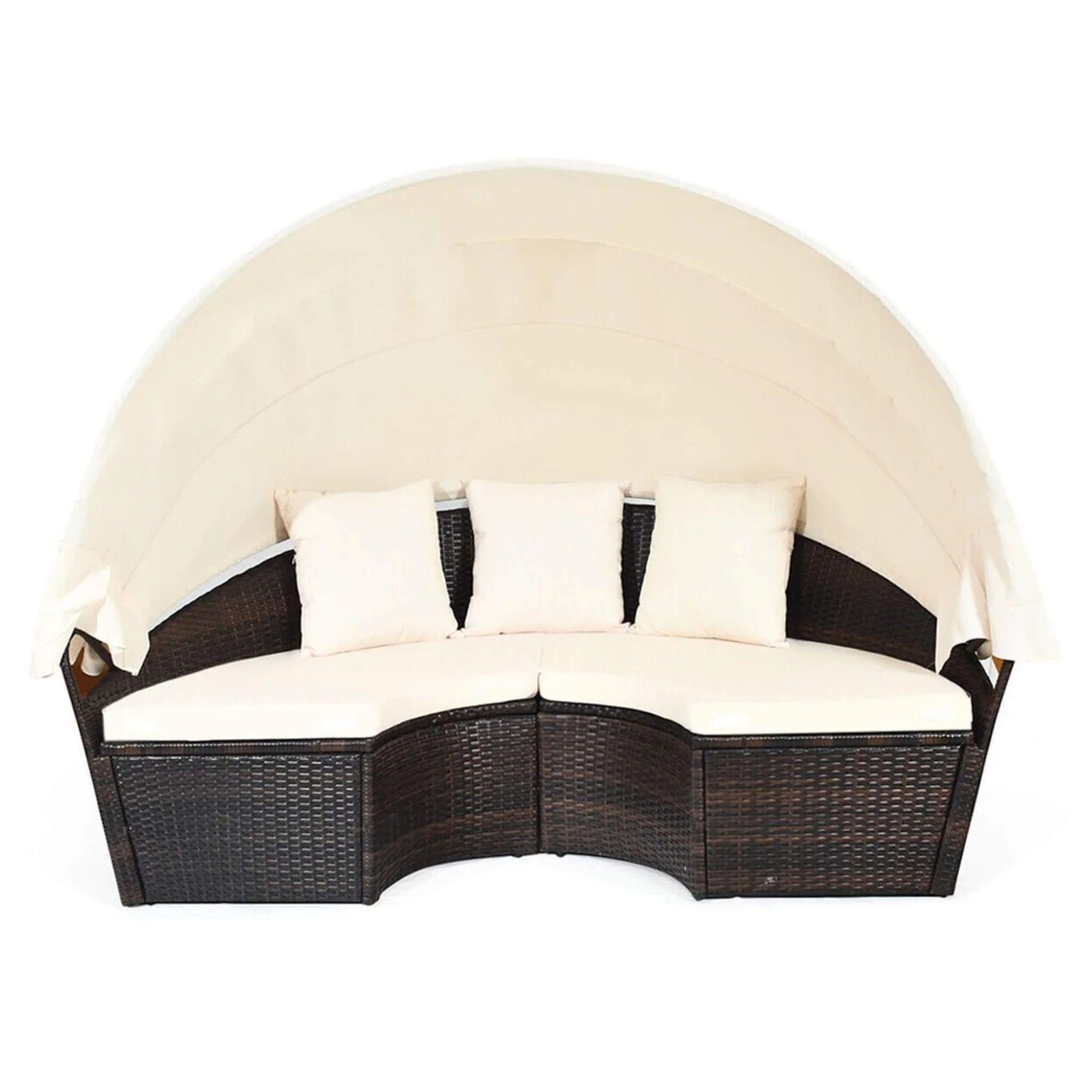 Alora Large 76-Inch Outdoor Patio Rattan Daybed Sofa W/ Adjustable Table Top, Canopy & 3 Pillows (SAK91254) - Image 6