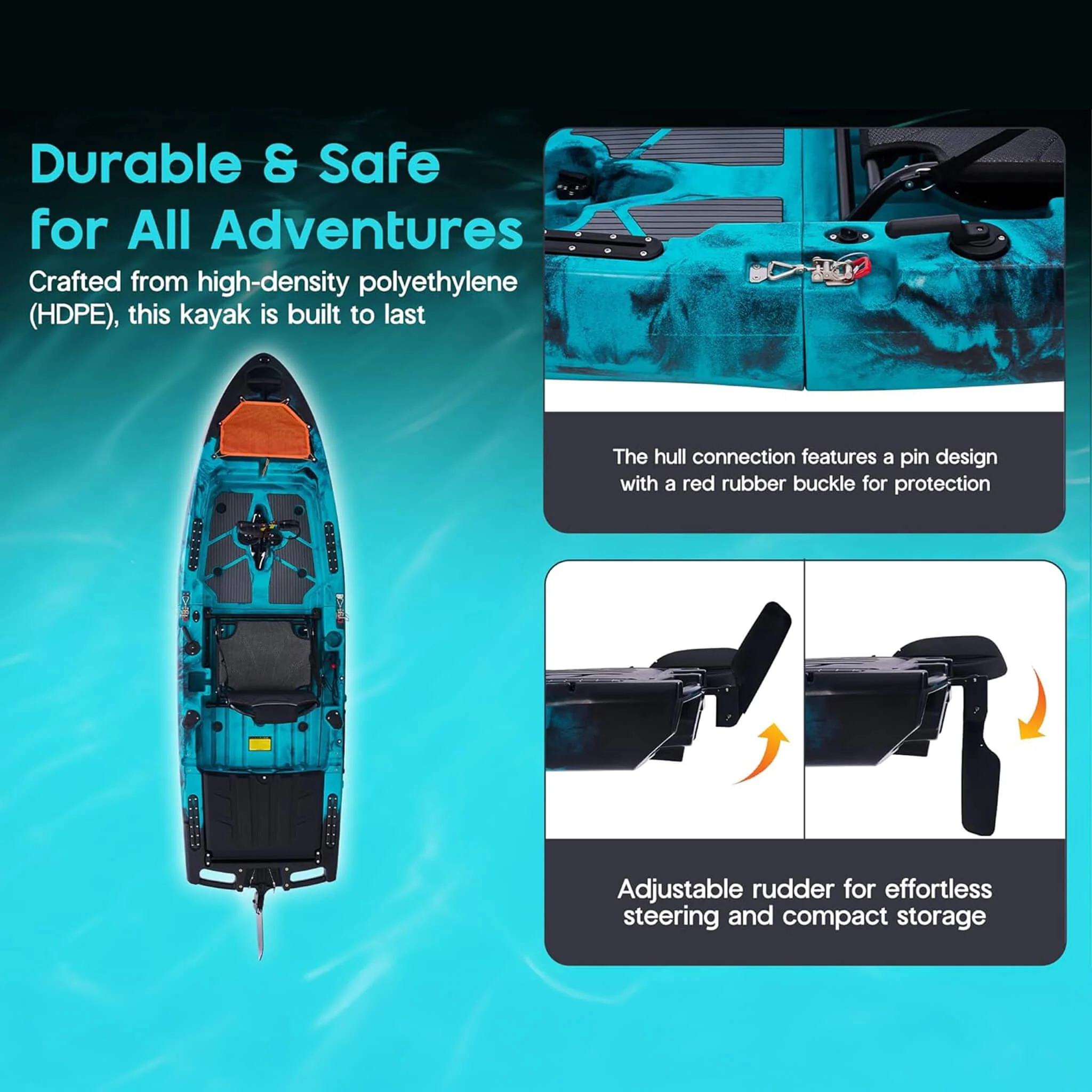 Lightweight 10FT 1-Person Modular Fishing Kayak With Fin Drive System (SAK21489) - Image 4