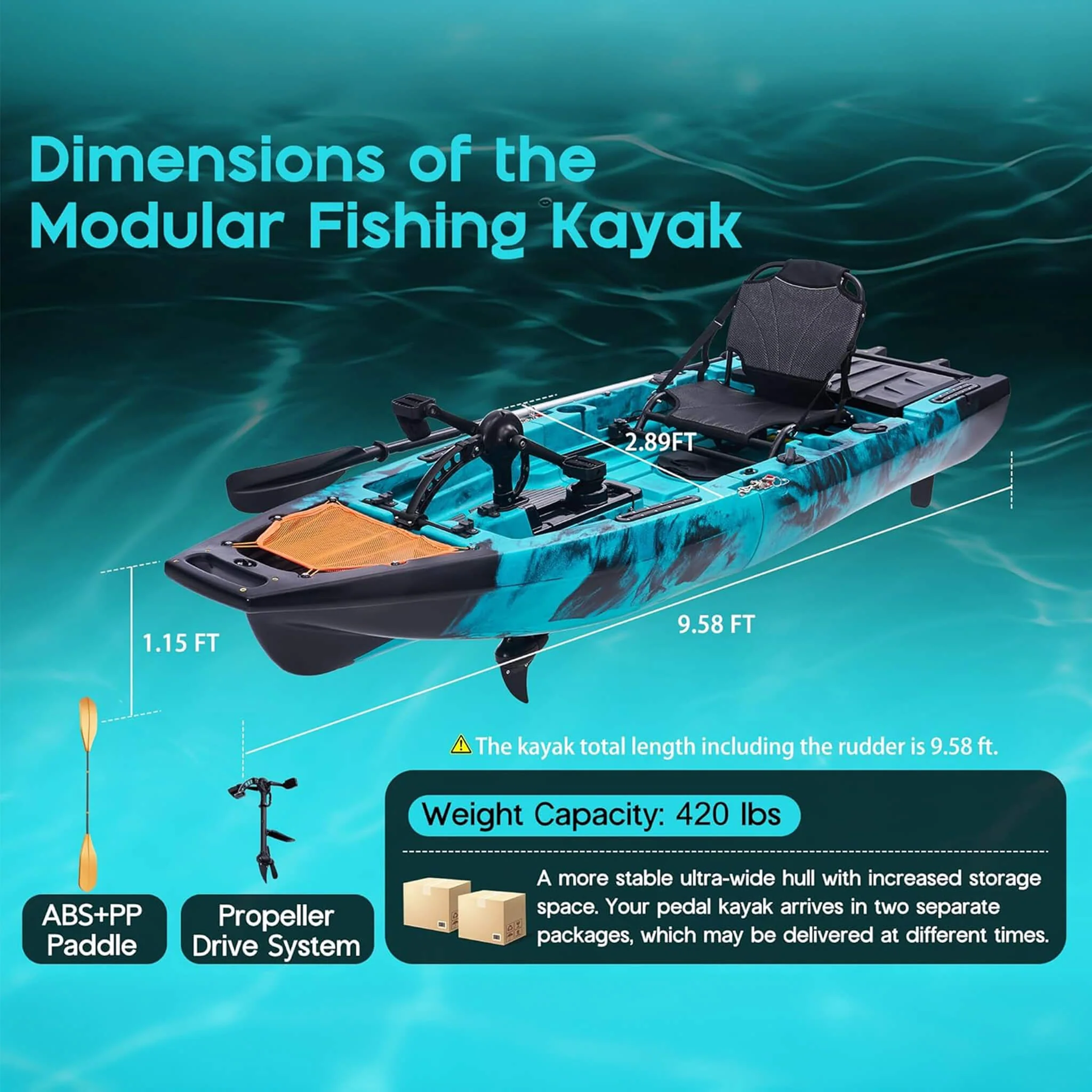 Lightweight 10FT 1-Person Modular Fishing Kayak With Propeller Drive System (SAK67032) - Image 10