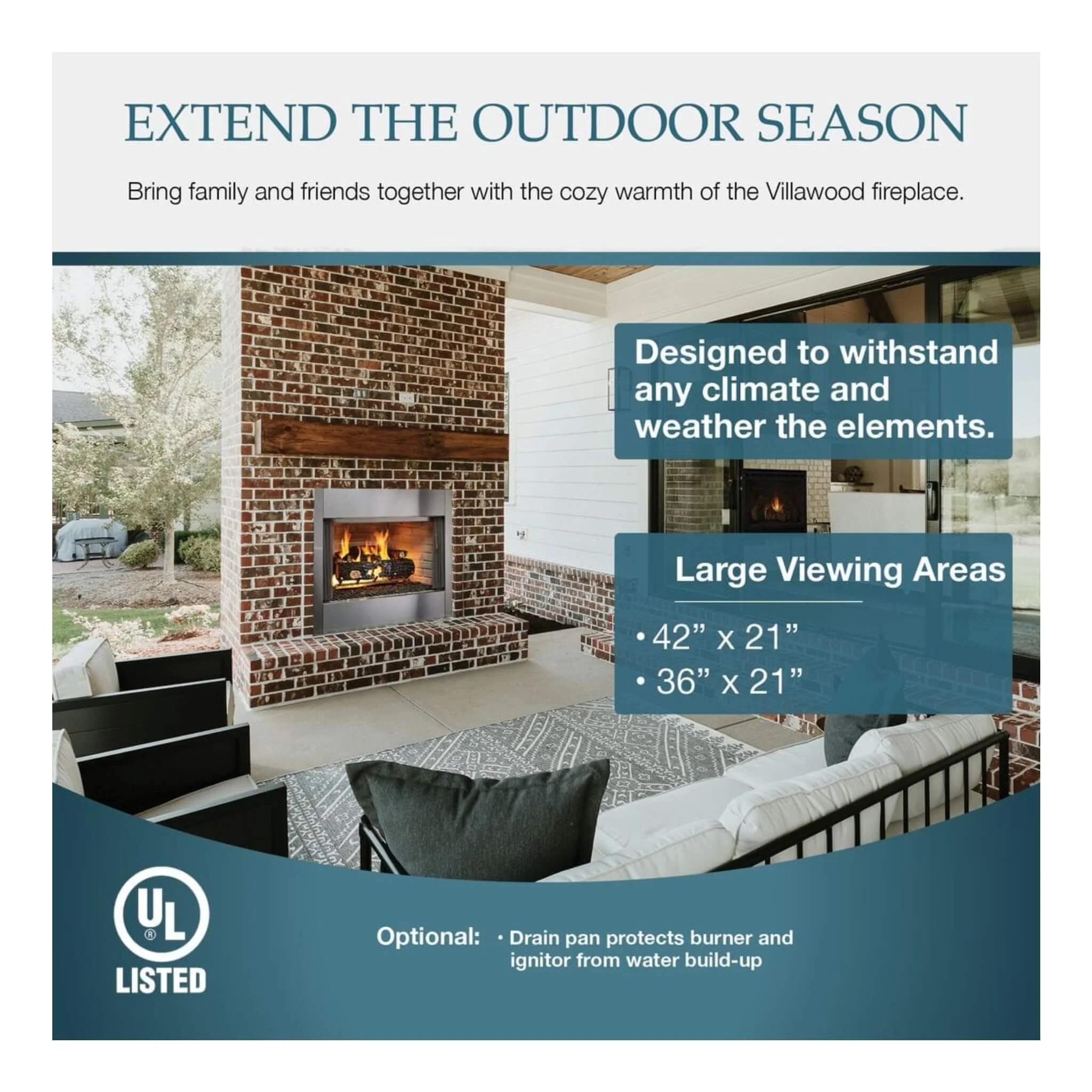 Majestic Villawood 42-Inch Traditional Refractory Outdoor Wood Burning Fireplace [ODVILLA-42T-B] (SAK14358) - Image 9
