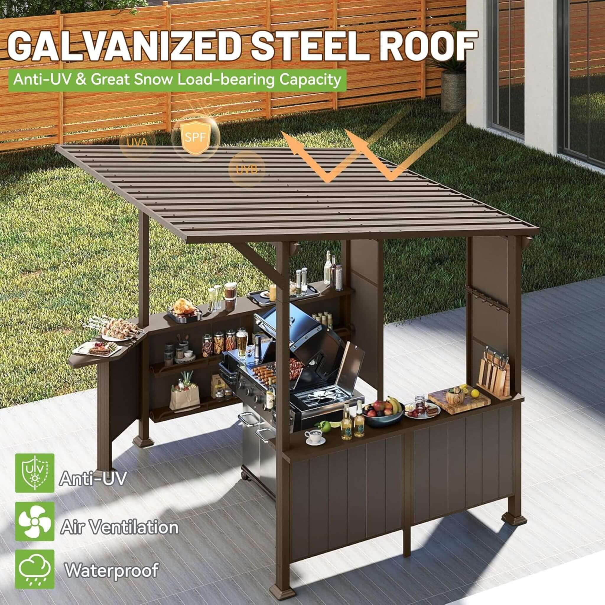 [09X10FT] Alora Modern Slanted Hardtop Alloy Steel Grill Gazebo (SAK32687) - Image 5