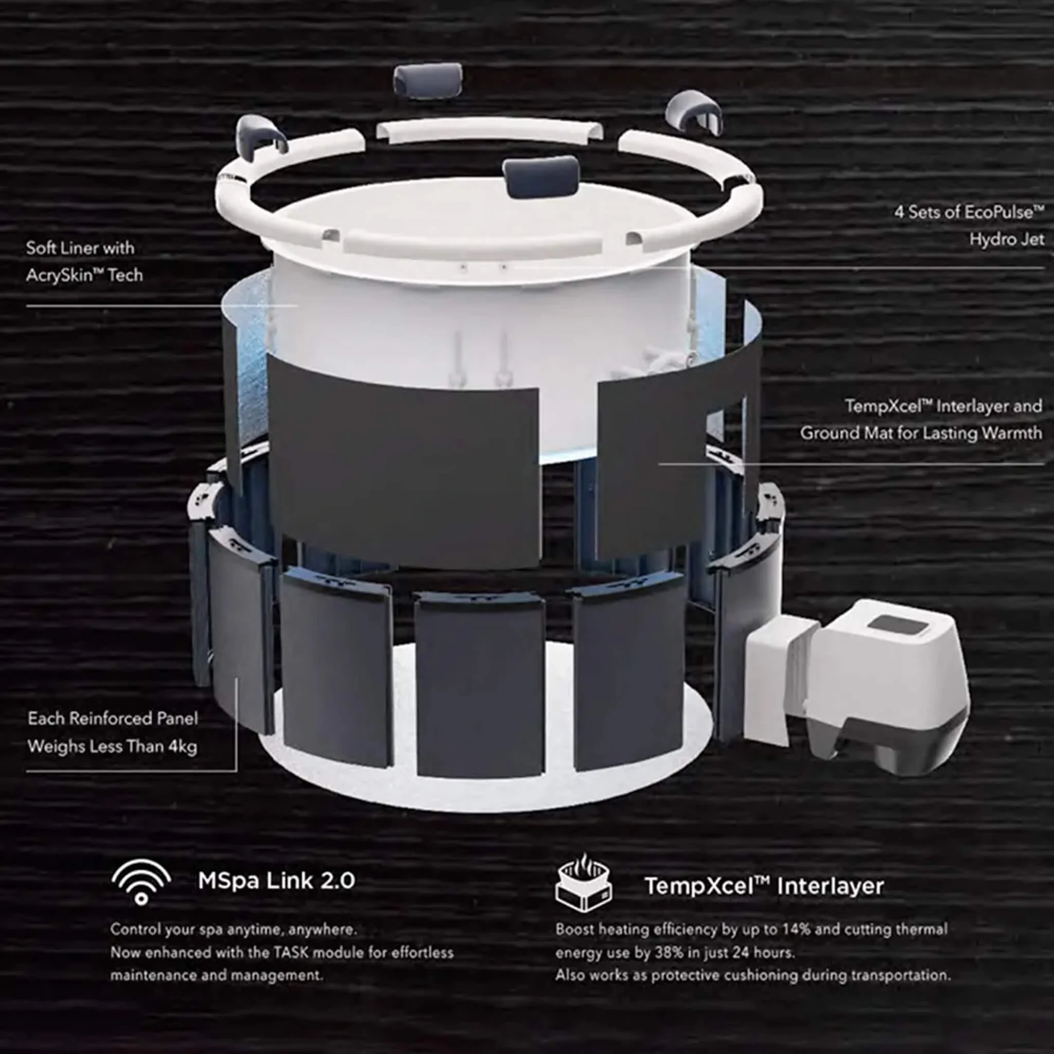 MSpa Denver Frame Series Six-Person Inflatable Round Hot Tub With Hydro Massage [F-DO066W] (SAK87043) - Image 5
