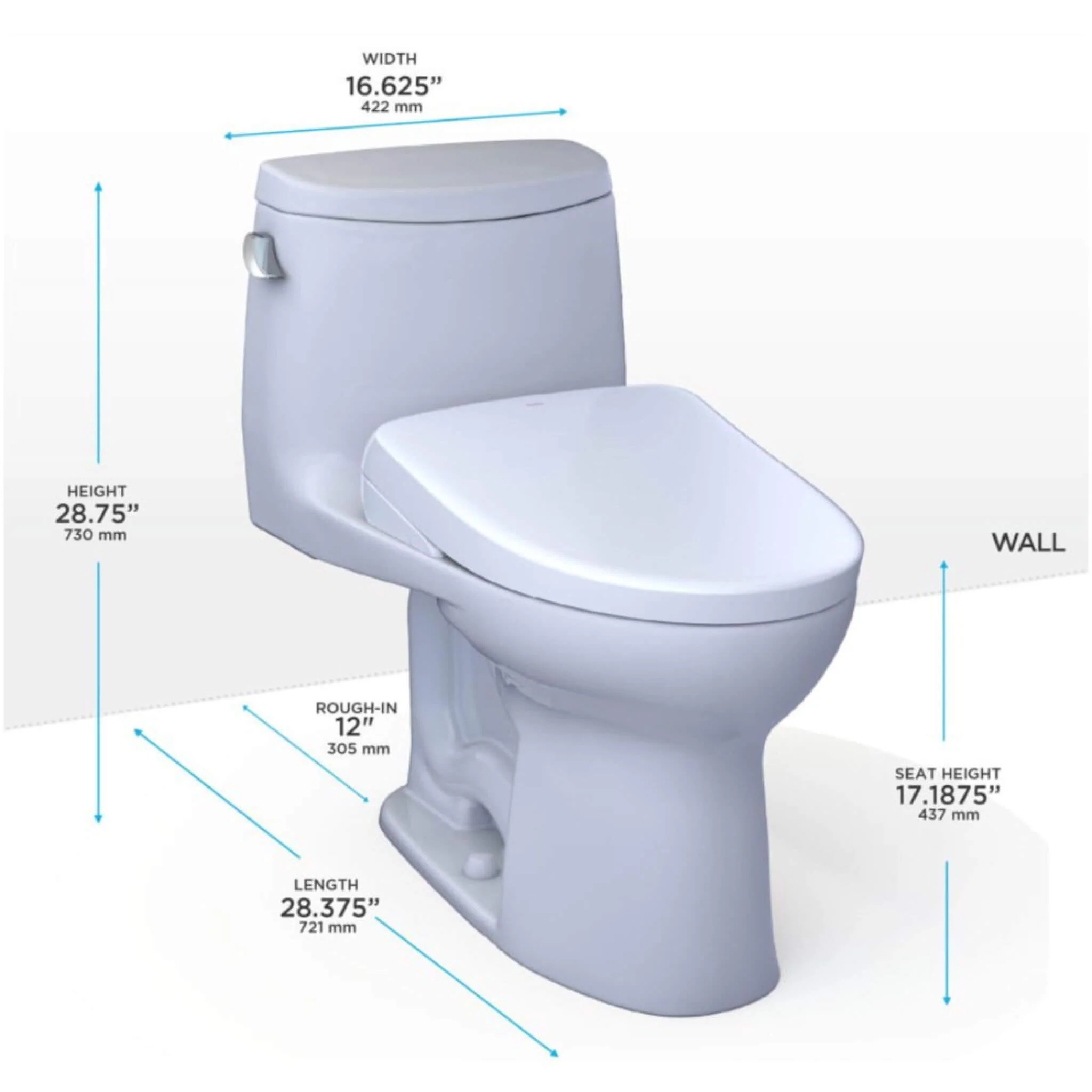 [MW6044726CEFG#01] TOTO Ultramax II 1.28 GPF One Piece Elongated Chair Height With Washlet S7 Bidet Seat Soft Close (SAK15913) - Image 4