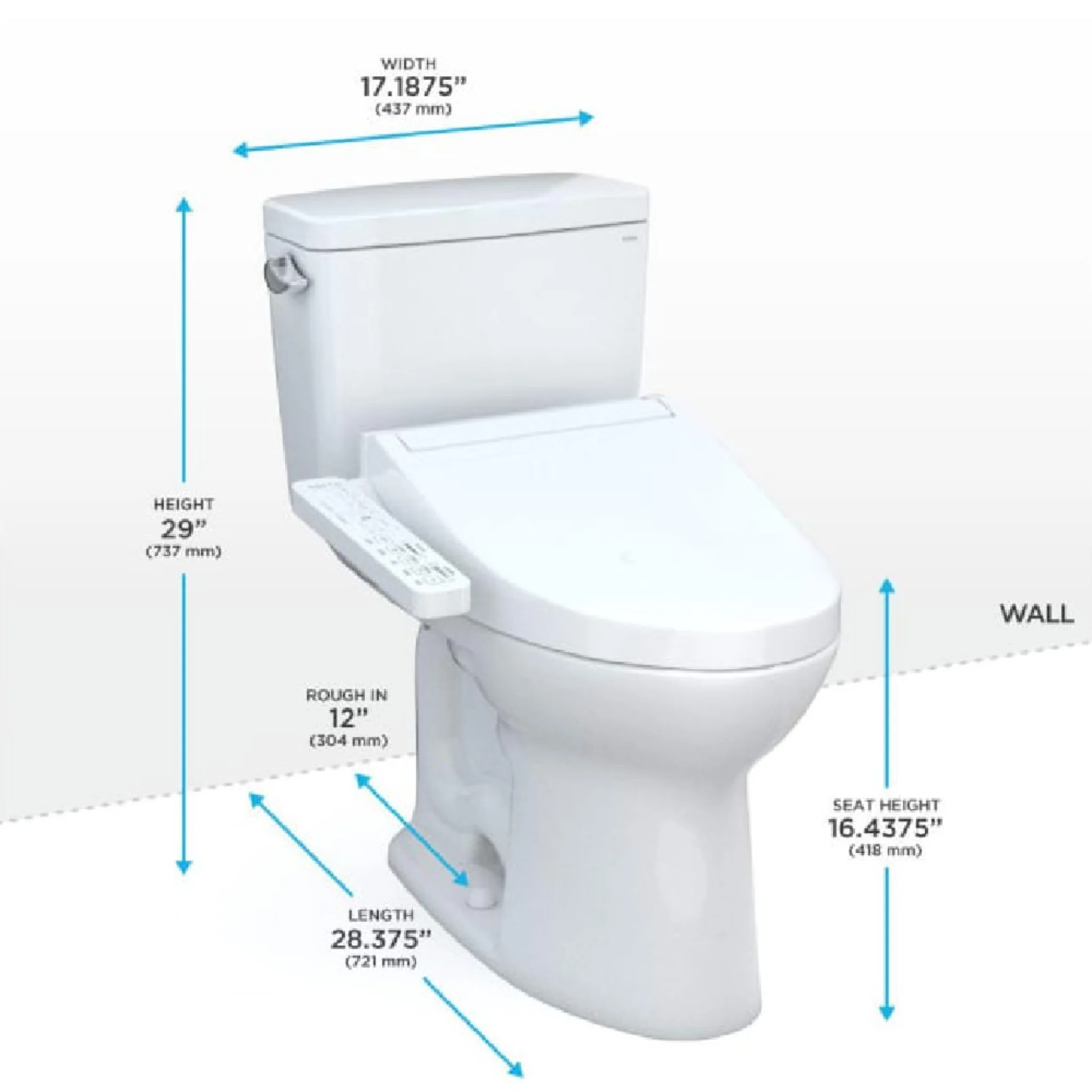 [MW7763074CSG#01] TOTO Drake 1.6 GPF And Washlet C2 With Left Hand Lever Elongated Bidet Toilet (SAK36982) - Image 3