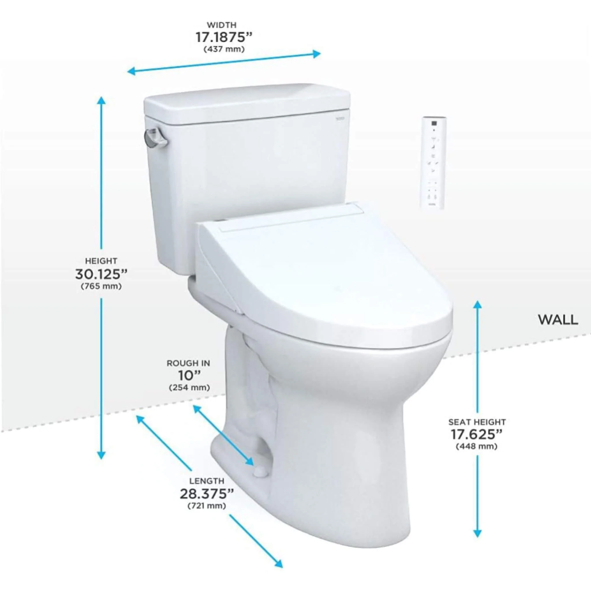 [MW7763084CEFG.10#01] TOTO Drake 1.28 GPF Elongated Universal Height EWater+ Toilet With C5 Bidet Seat (SAK56192) - Image 4