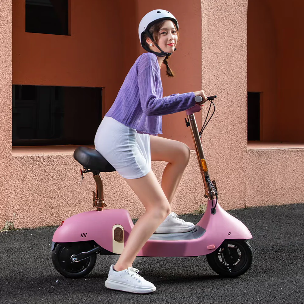 Okai Beetle Pro EA10C 900W 48V/10.4AH Small Foldable Electric Scooter With Seat, Pink (SAK71536) - Image 4