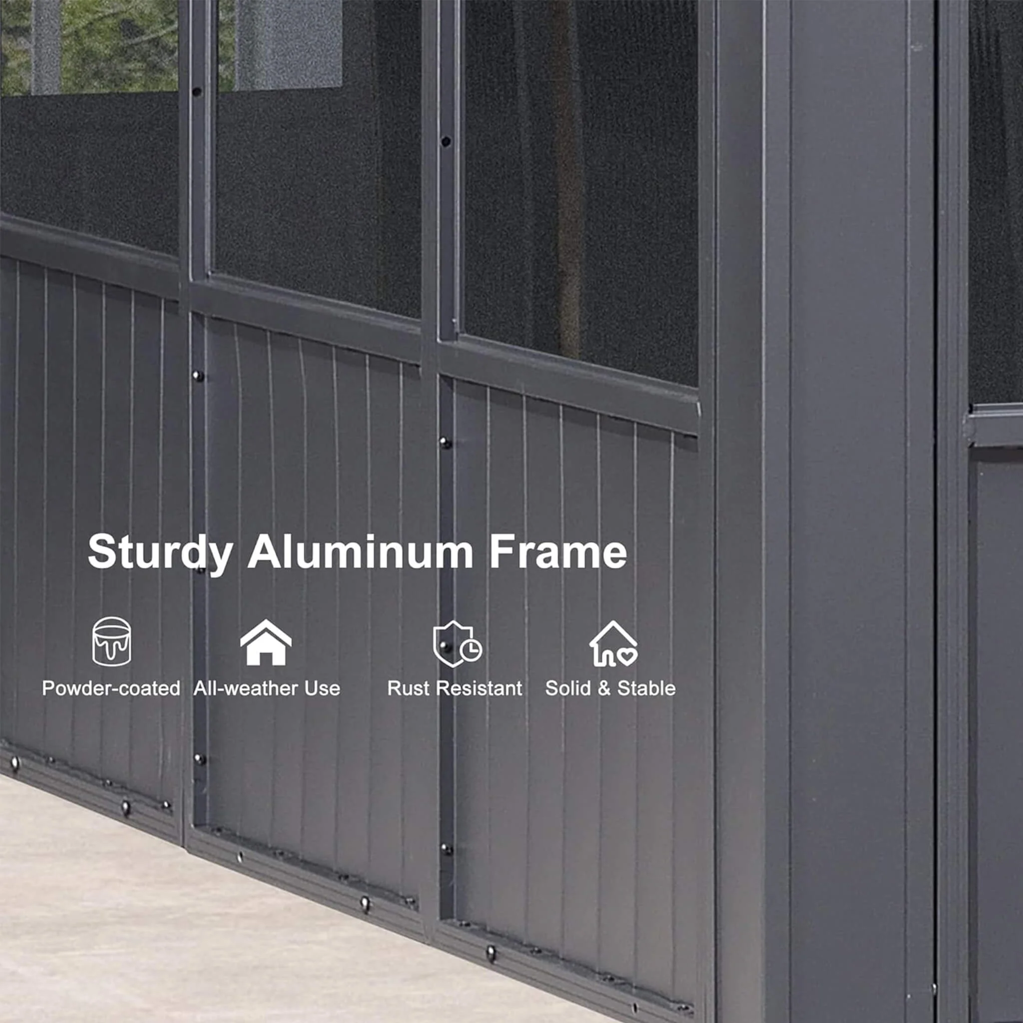 Alora Vista Outdoor Hardtop Aluminum Solarium With Double Roof And LED Lights (SAK42086) - Image 4