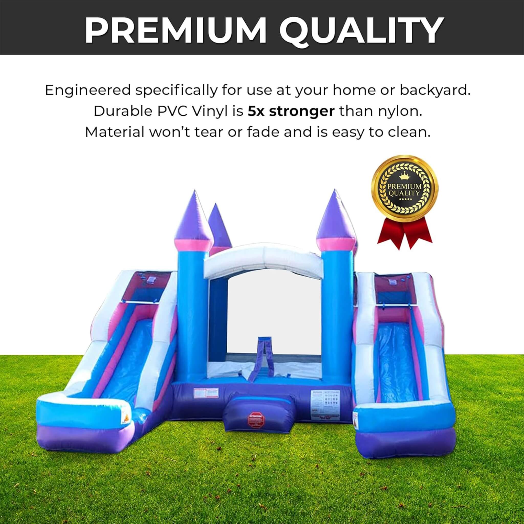 16FT Pink Castle Bounce House Combo With Double Water Slide (SAK84027) - Image 4