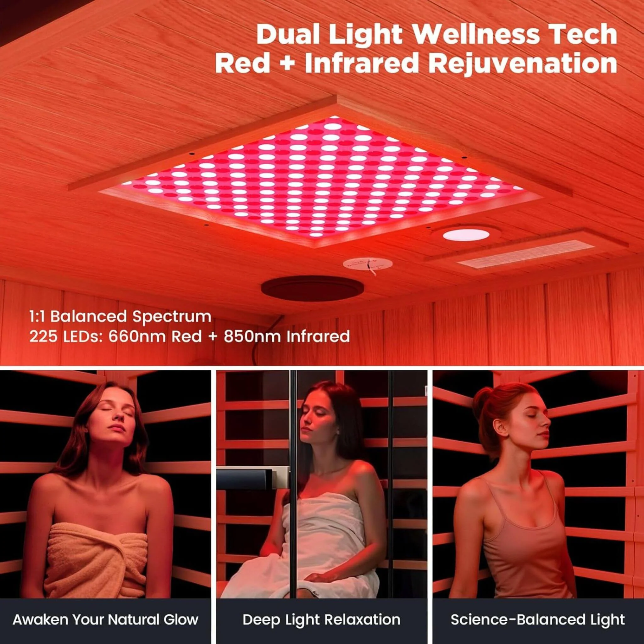 Thermora Pandora Premium 2-Person Indoor Infrared Sauna With Red Light Therapy And Himalayan Salt Rocks (SAK67305) - Image 6
