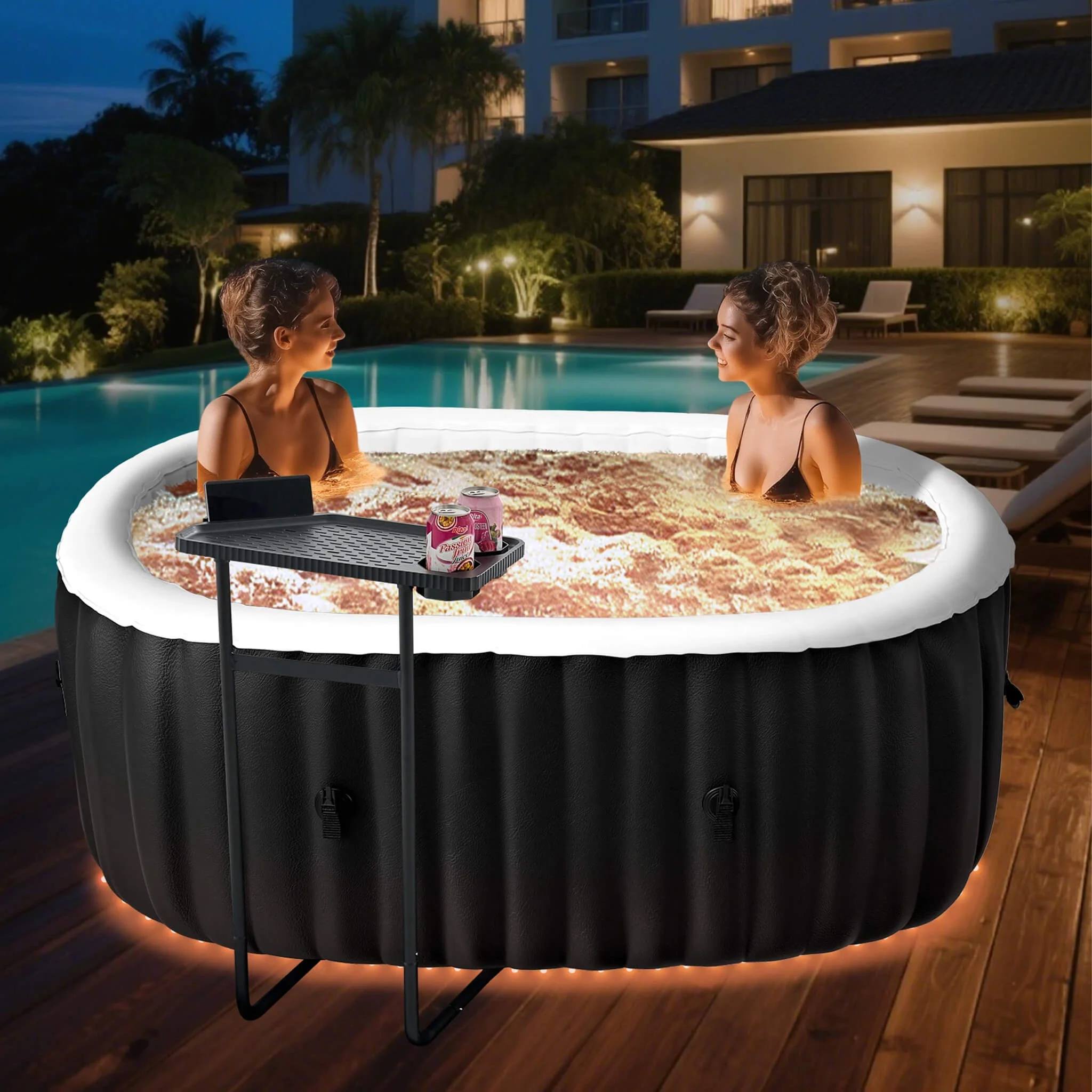 Premium 2-Person Inflatable Hot Tub Kit With 8-Color LED Lights (SAK98431) - Image 6