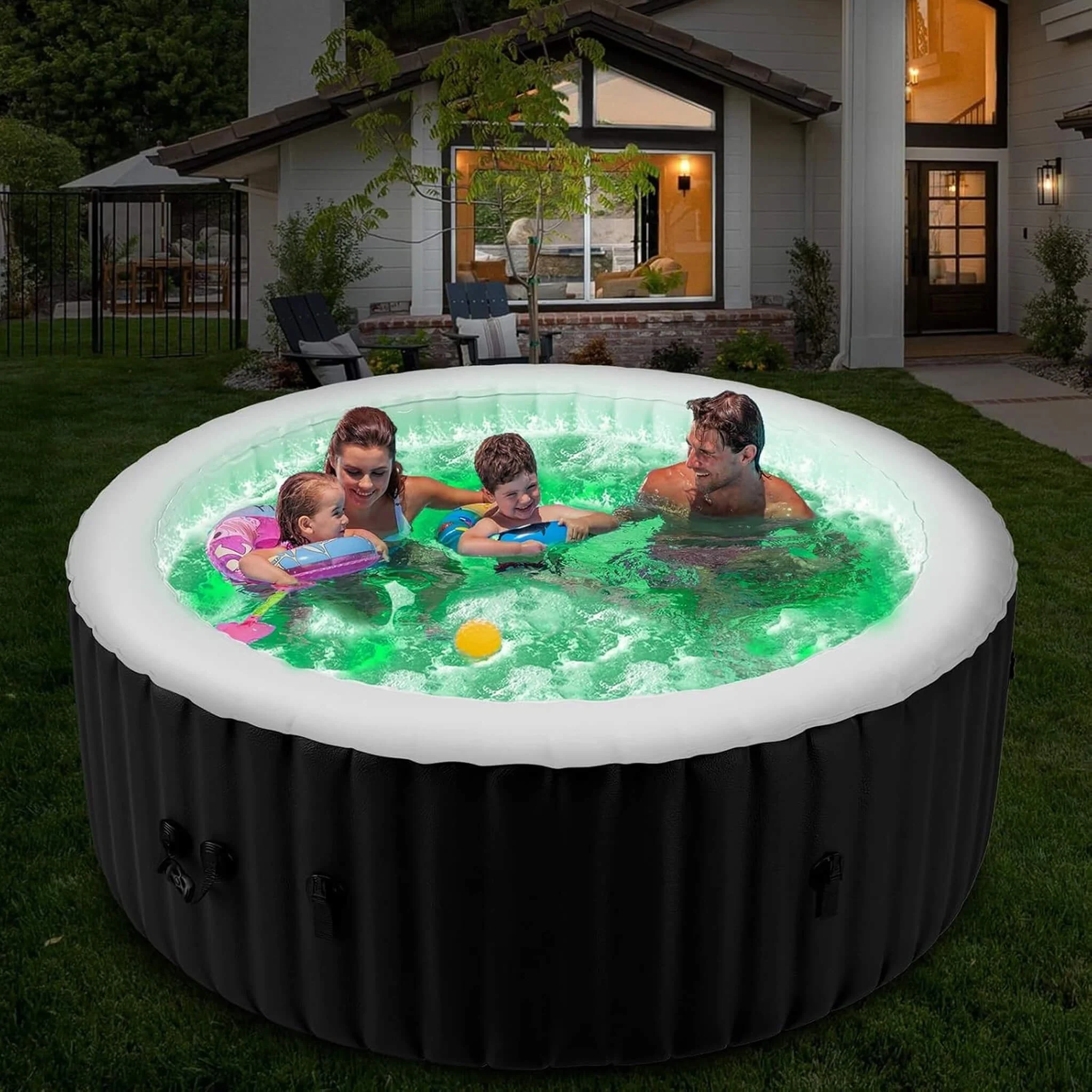Premium Large 4-Person Inflatable Hot Tub Kit With 8-Color LED Lights (SAK20759) - Image 12