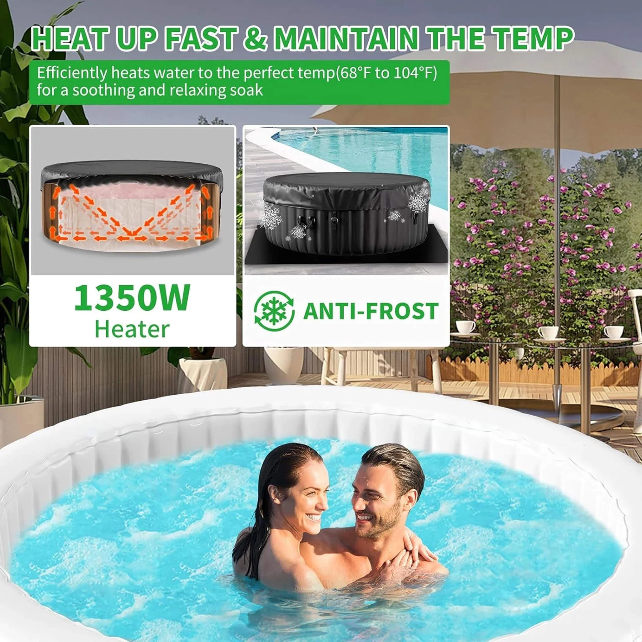 Premium Large 4-Person Inflatable Hot Tub Kit With 8-Color LED Lights (SAK20759) - Image 6