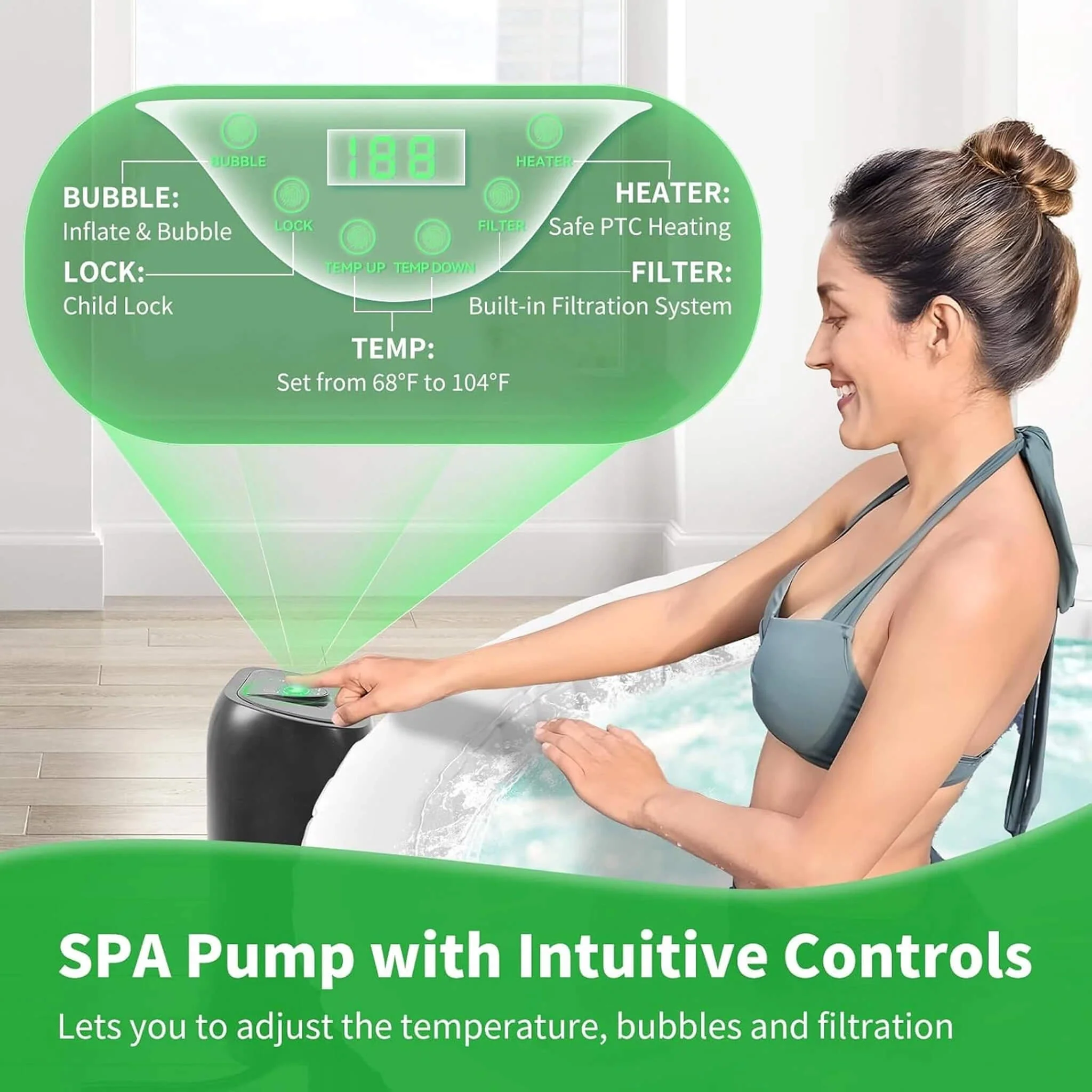 Premium Large 4-Person Inflatable Hot Tub Kit With 8-Color LED Lights (SAK20759) - Image 7