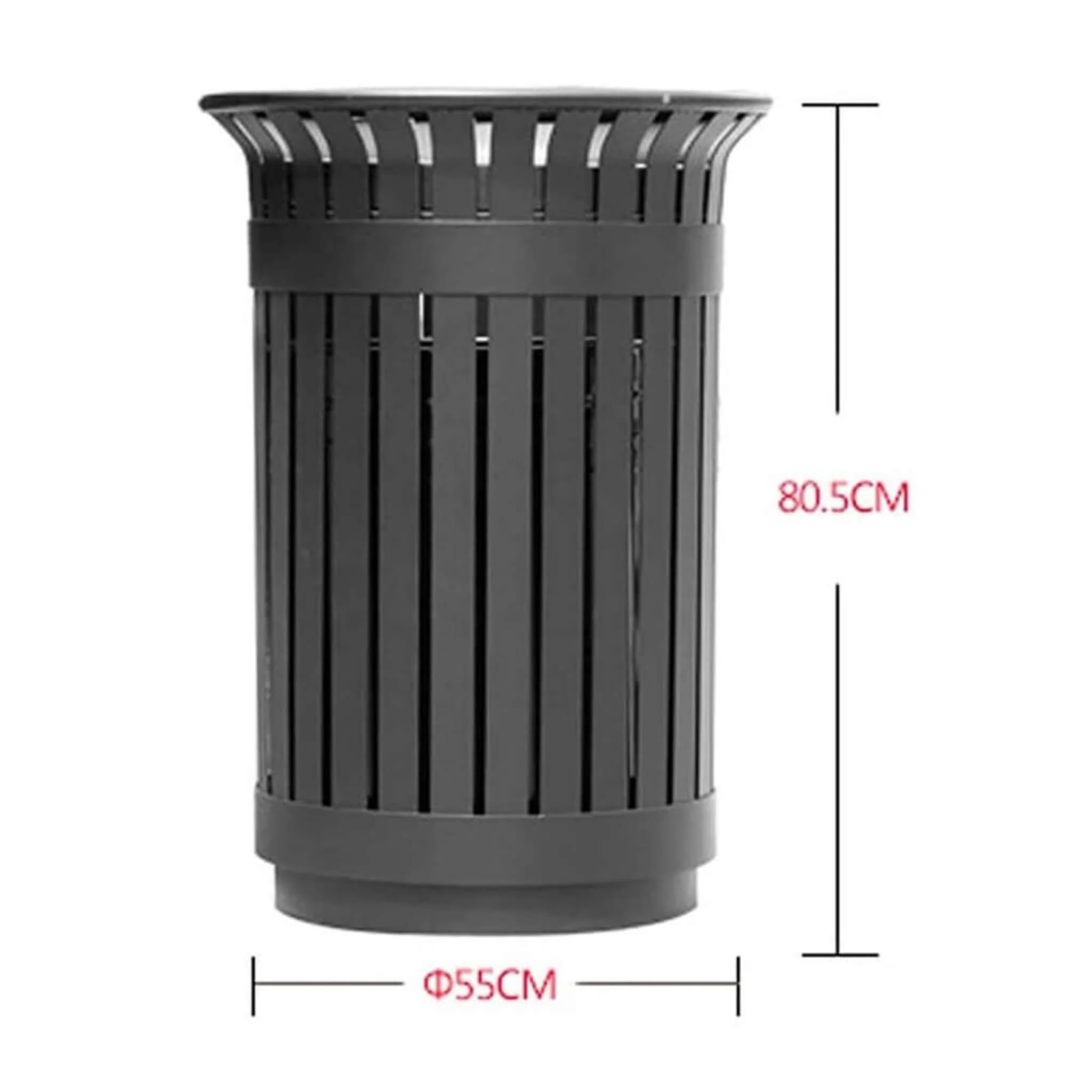 Premium Heavy-Duty Extra Large Outdoor Commercial Metal Slat Garbage Trash Can (SAK48591) - Image 3