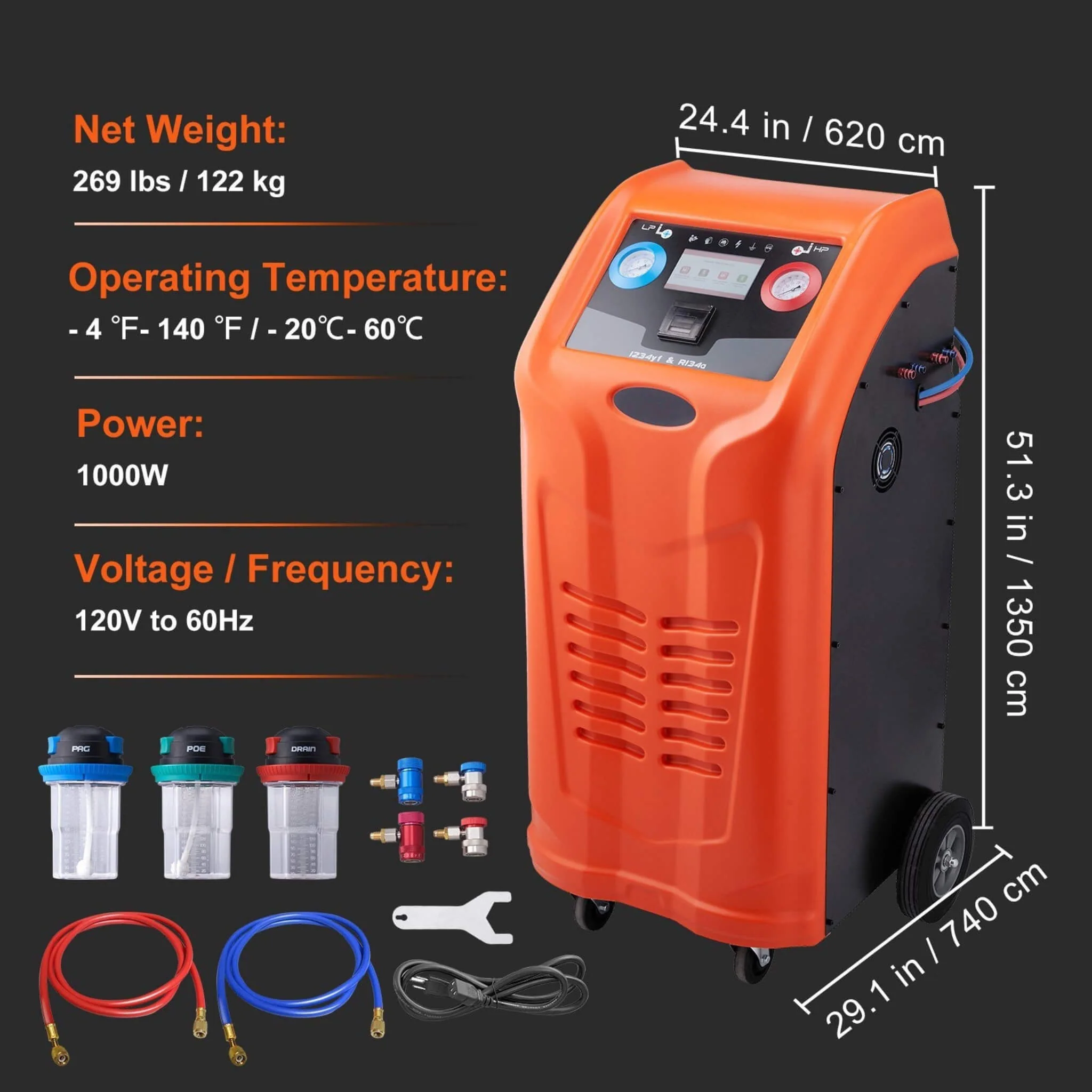 Premium Fully Automatic Dual Cylinder AC Refrigerant Recovery Machine Kit (SAK49605) - Image 11